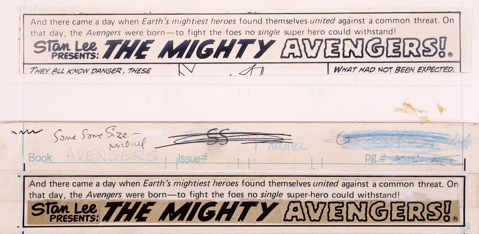 Marvel Comics the Avengers Production Art Title (1 of 7)