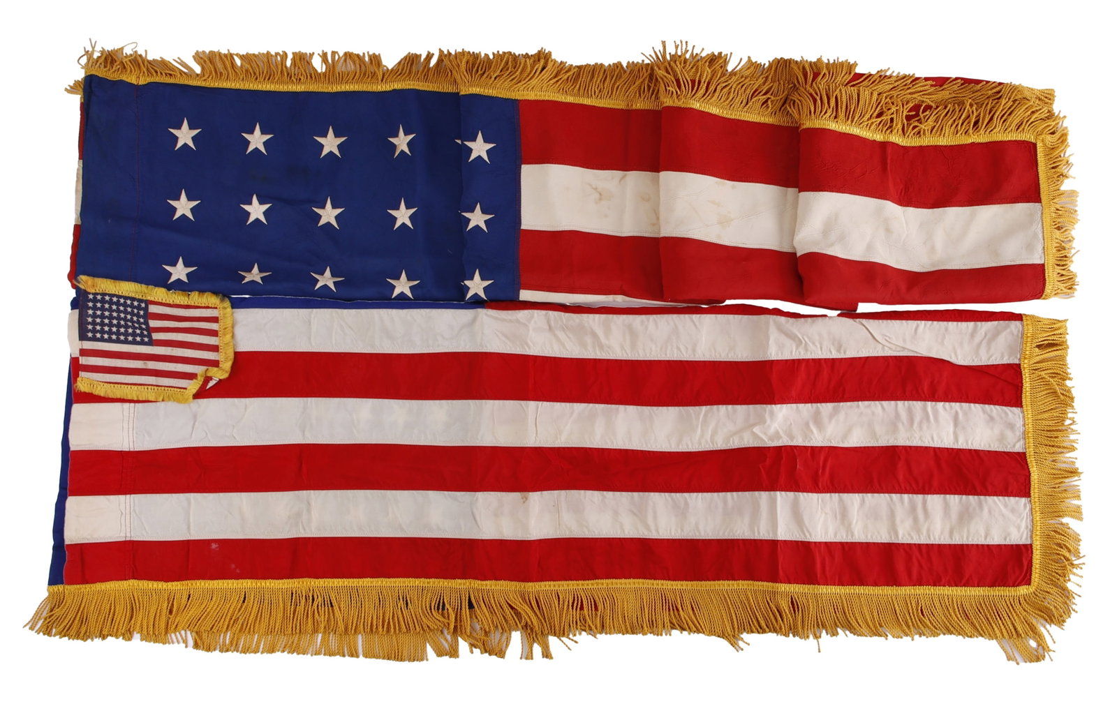 Vintage Fringed 48-Star American Flag Lot of 3 (1 of 5)
