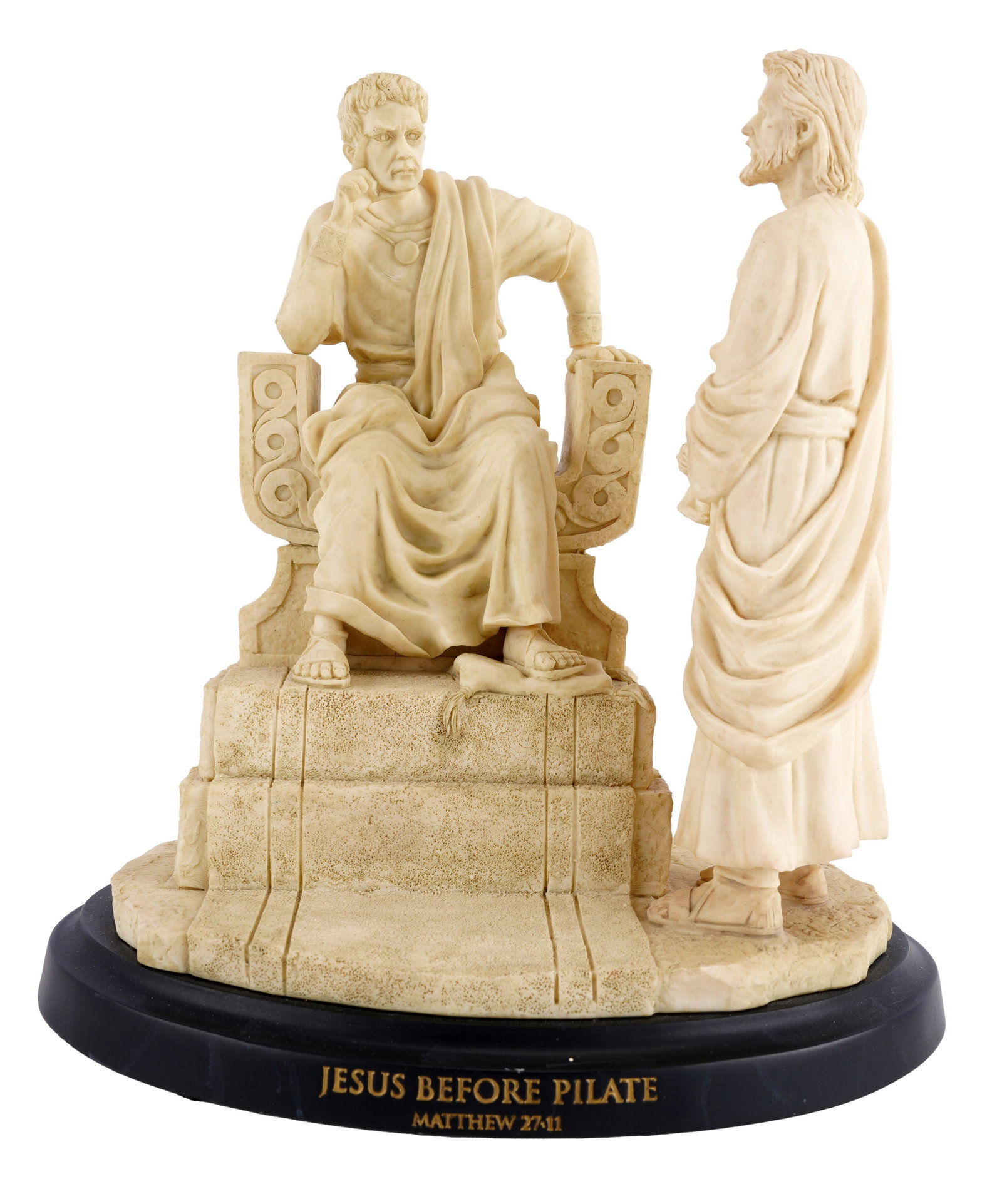 Walking on Water Statue by Master Peace: A statue from the Master Peace series 'the Life of Christ' titled 'Walking on Water.'' Depicts Jesus walking upon the waves of the Sea of Galilee. This represents the Biblical scene from Matthew 14:30