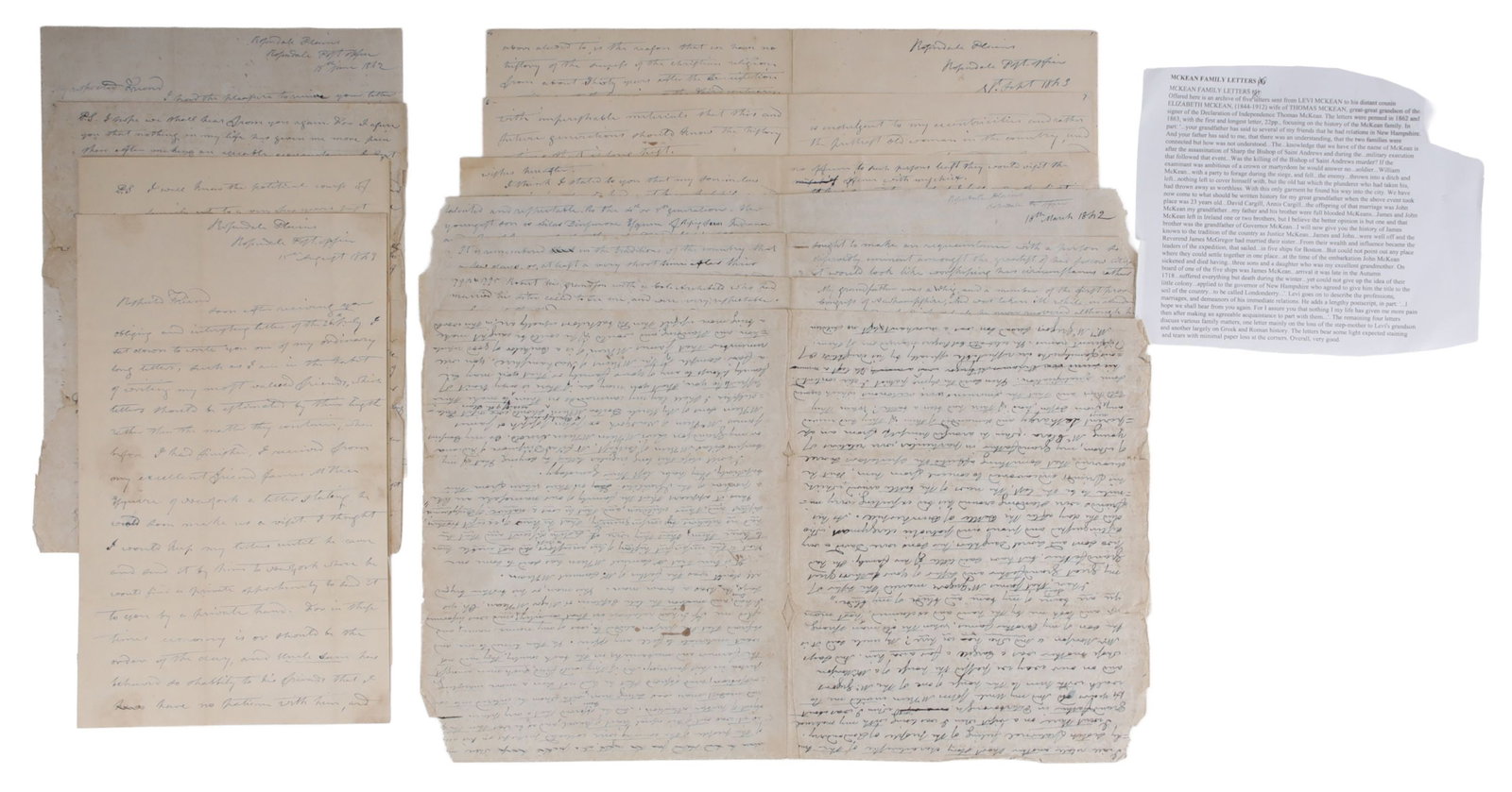 McKean Family Pennsylvania 1862-63 ALS Collection (1 of 2)