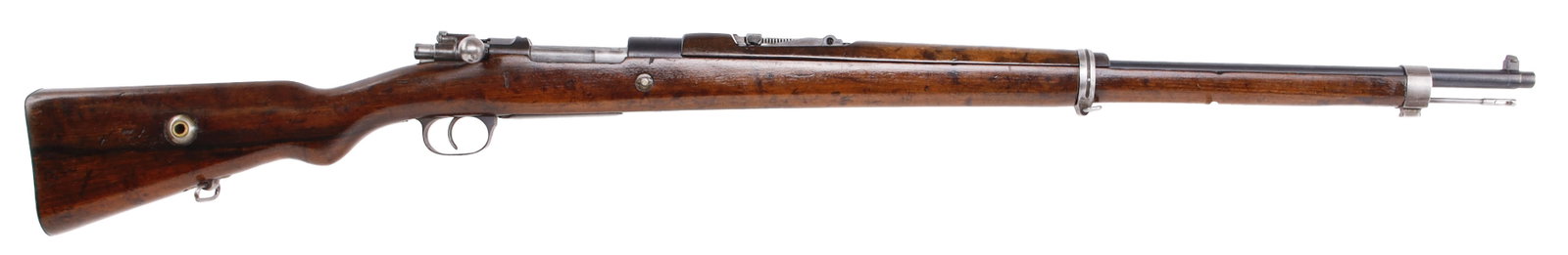 WWII K. Kale Turkish M38 Mauser Bolt Action Rifle: Turkish M38 Mauser bolt-action rifle with cleaning rod. Barrel length 29.25 inches. Receiver ring marked "T C AS FA Ankara K. Kale 1942." Import marked on barrel near muzzle. FFL or C&R required for t