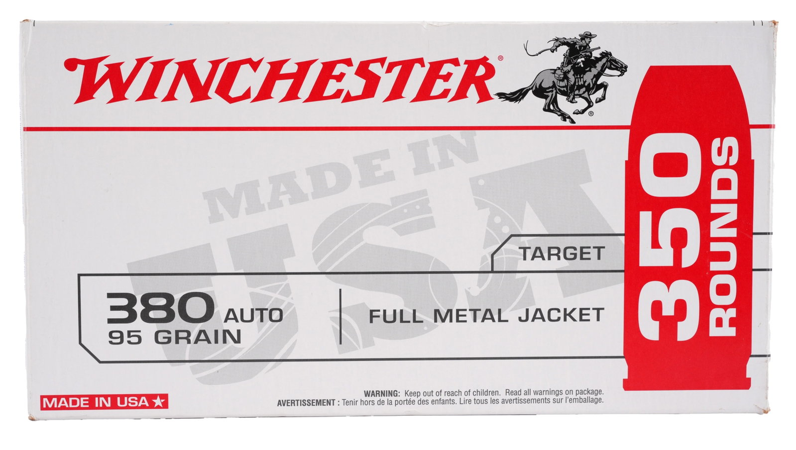 350 Rds .380 ACP 95gr FMJ Winchester Target Ammo (1 of 1)