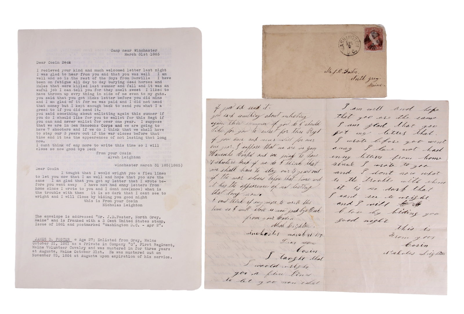 Civil War Maine Volunteer Infantry ALS with Cover (1 of 6)