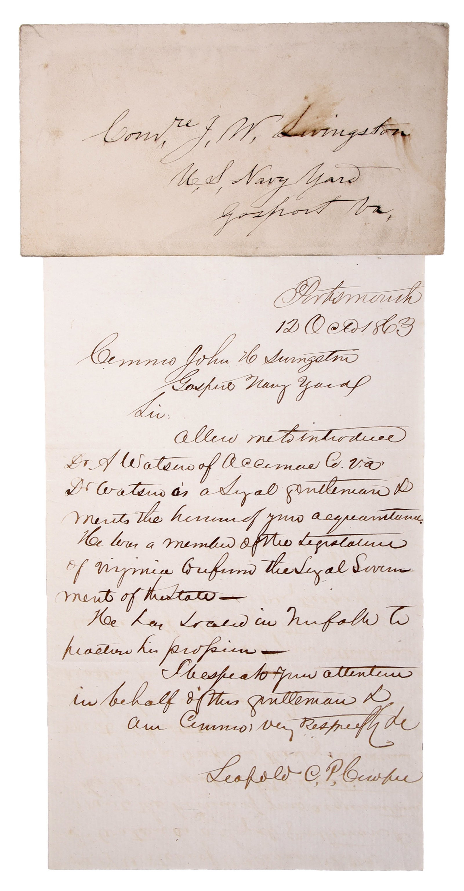 Civil War Restored Government of Virginia 1863 ALS (1 of 3)