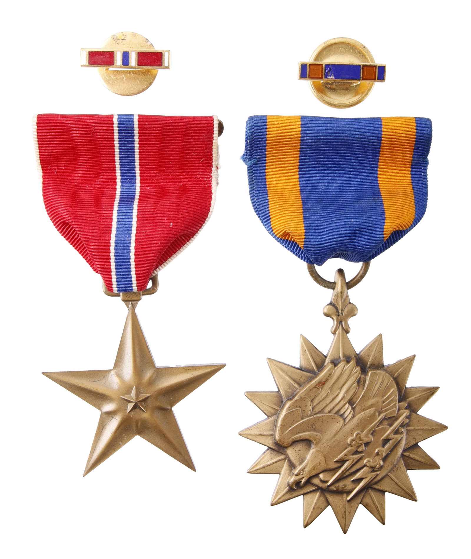 Cased Bronze Star Medal & Cased Air Medal: Lot of two (2) pieces. Includes cased Bronze Star Medal and cased Air Medal. Both with enamel lapel pins.