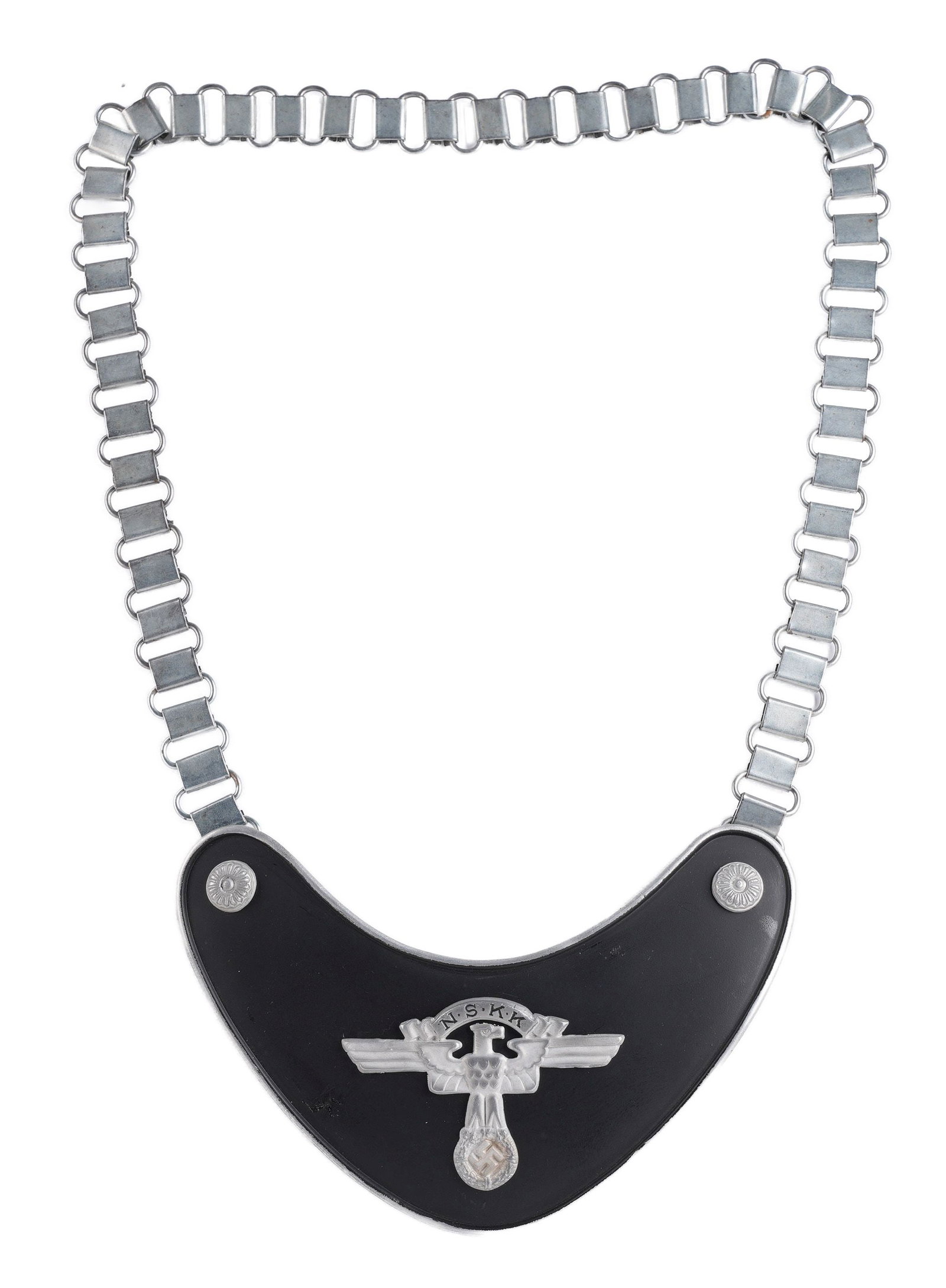 NSKK Gorget for Standard Bearer WWII German Reich: A gorget for a standard bearer within the NSKK. Shows a Reichsadler and reads "NSKK."