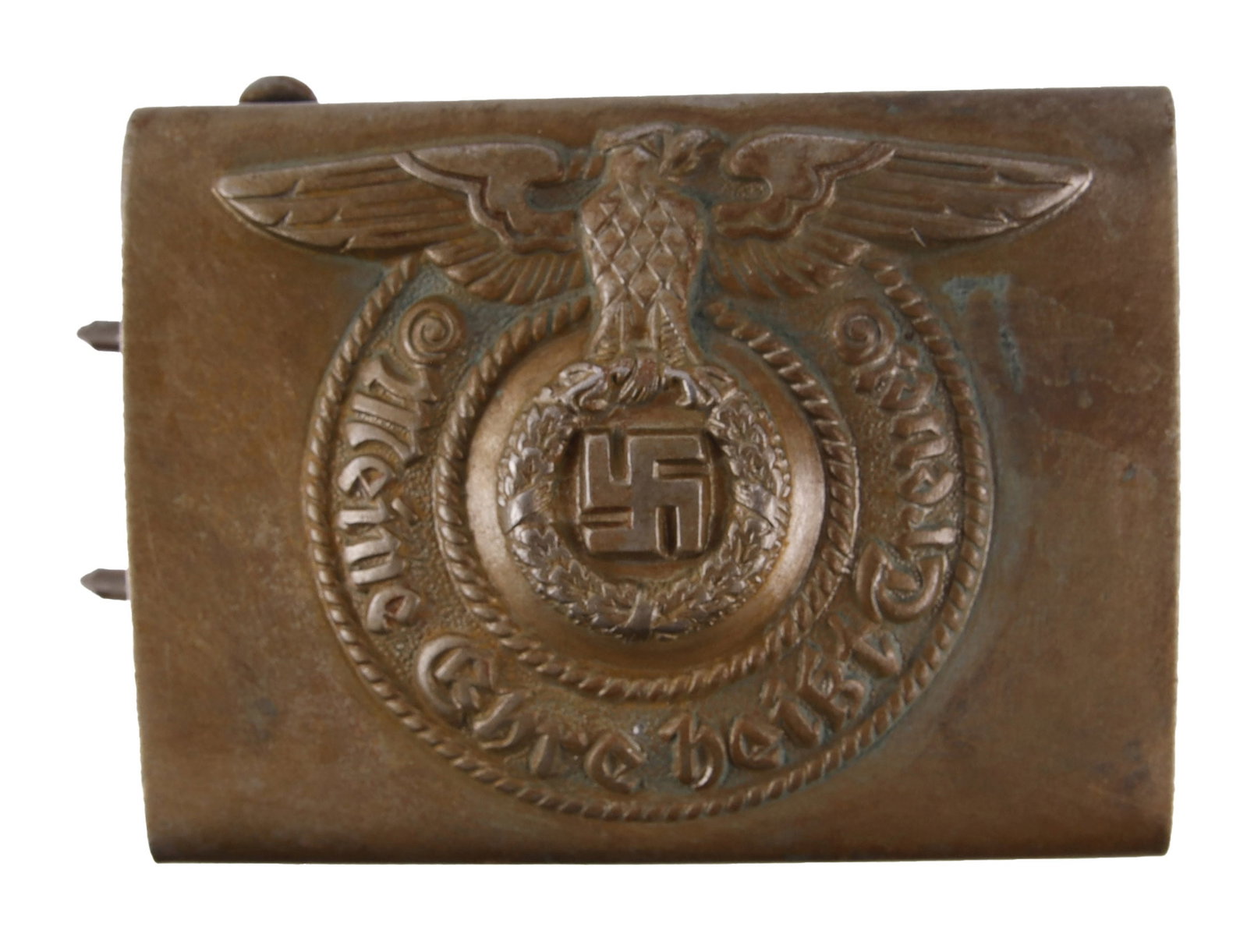SS Officer Belt Buckle RODO Make WWII German: Schutzstaffel belt buckle by RODO. Reichsadler with SS motto. It measures 2 1/2 inches. | This lot has a reserve.