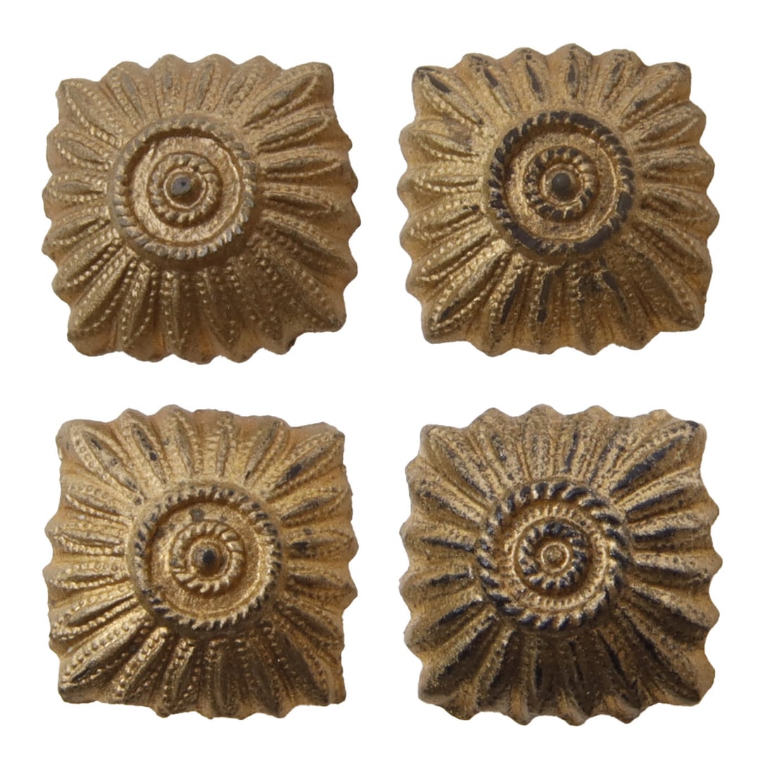Officer's Gold Rank Pips 12mm Stars WWII German: Lot of four (4) 12mm rank pips for officer collar tab or shoulder boards. Solid-backed. Each has 18mm split pins.