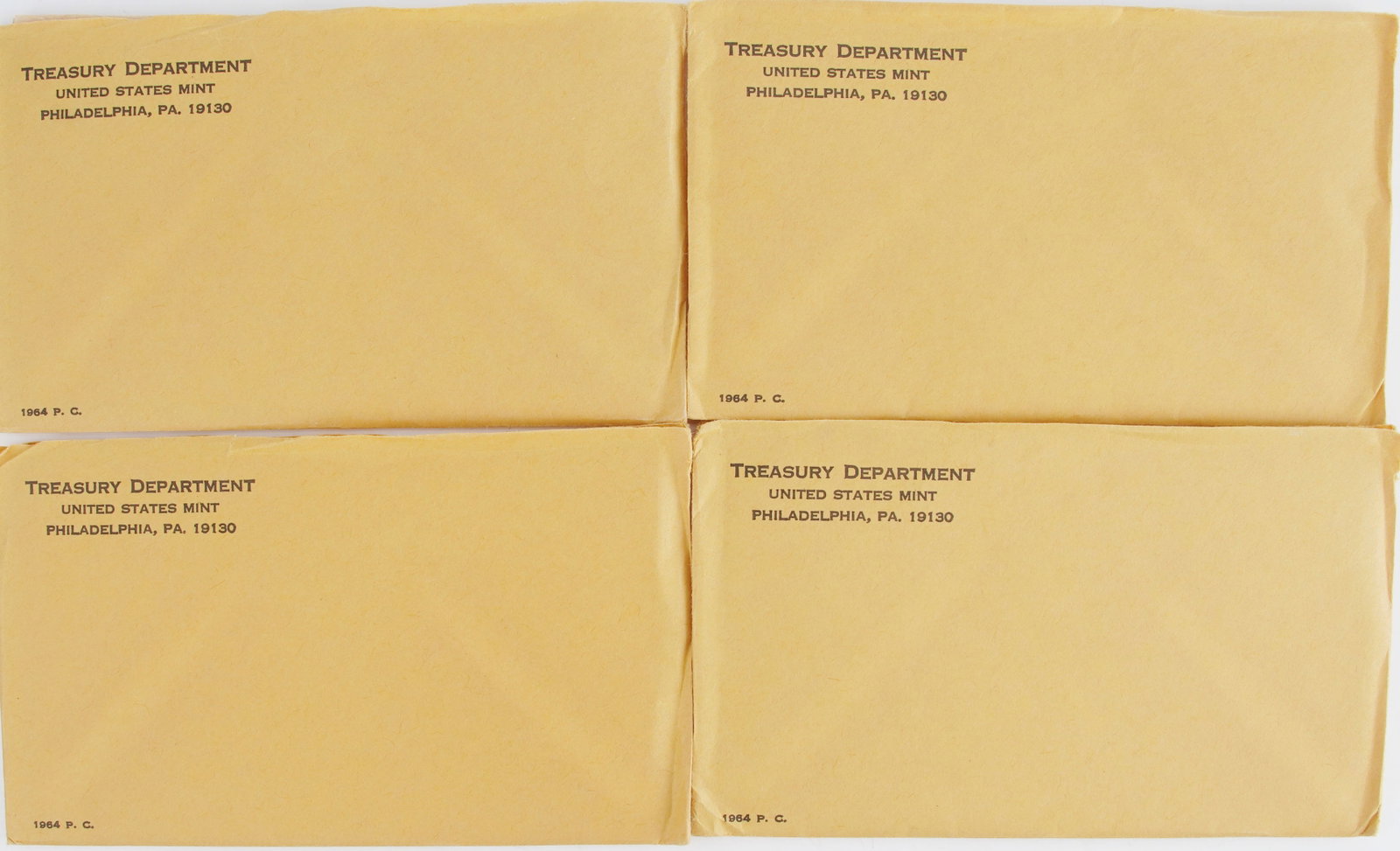 1964 US Mint 90% Silver Proof Set Coins Lot of 4: Lot of 4 1964 mint proof sets. Philadelphia mint. Comes with Treasury Department envelope. Metal: 90% Silver Country of Origin: US Year Minted: 1964