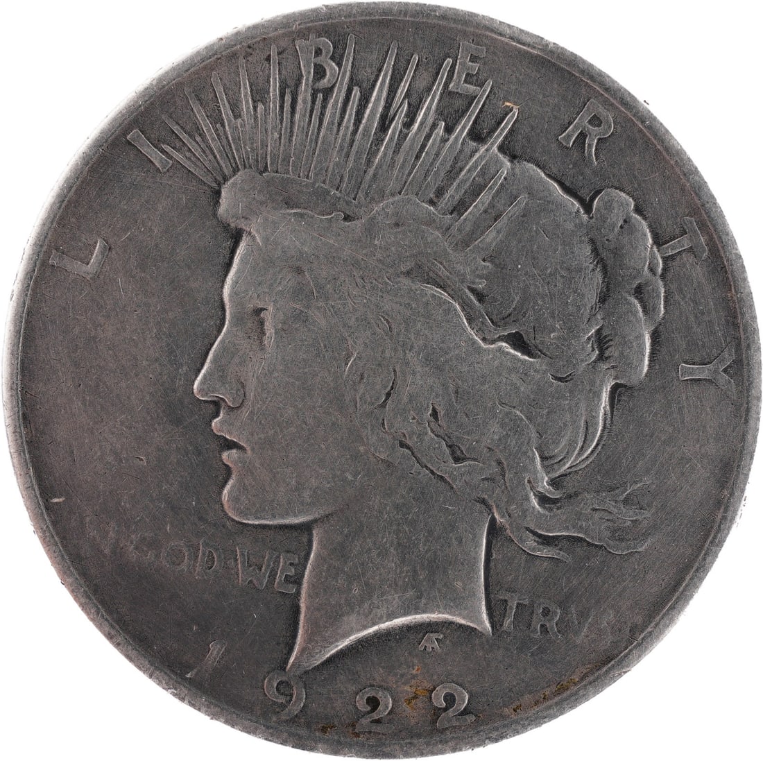 1922 Peace Dollar 90% Silver Coin Philadelphia: A Peace silver dollar from 1922, Philadelphia mint. 90% silver. Metal: 90% Silver Country of Origin: US Year Minted: 1922 This lot has a reserve.
