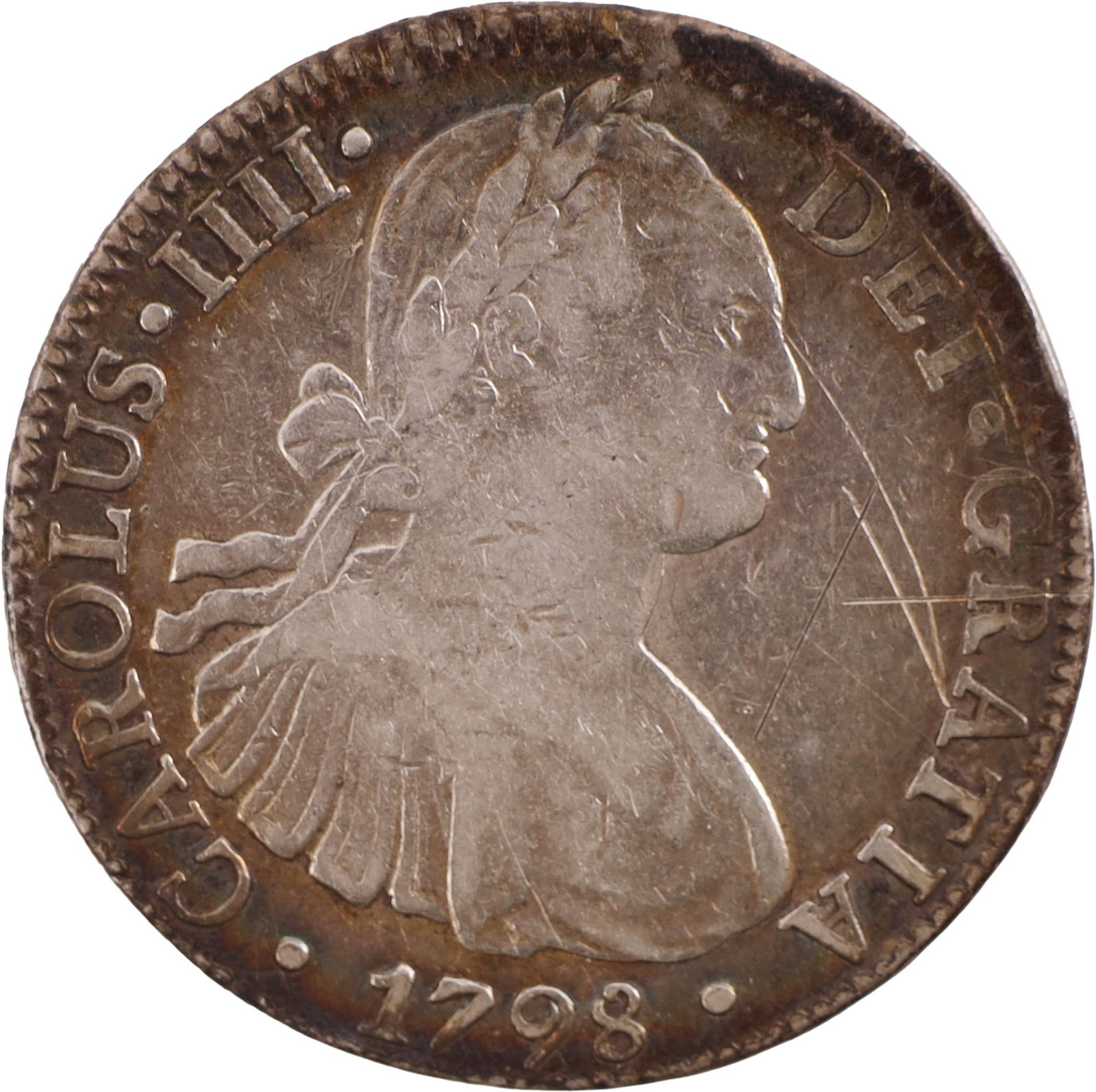 1798 8 Reales Spanish Colonial MO Mint Silver Coin: 1798 Spanish Colonial Reales (8). Mexico City Mint (Mo) Charles IV obverse. 26.8 grams .896 Silver. Metal: .896 Silver Country of Origin: Spain Year Minted: 1798