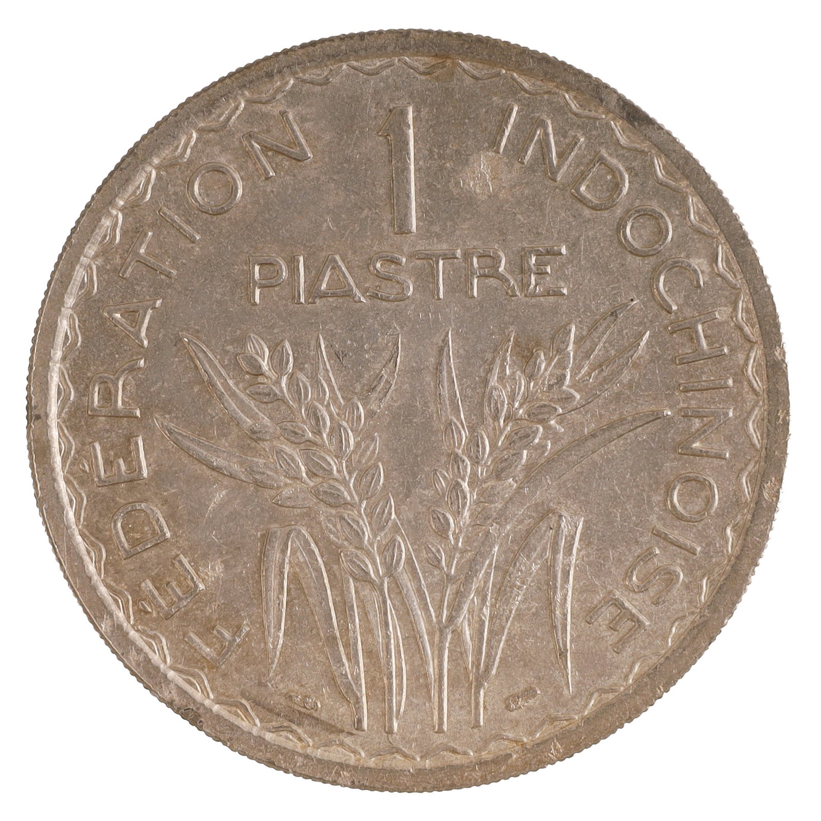 1947 French Indochina 1 Piastre Coin: 1947 French Indo-China Piastre Coin. Copper & nickel composition. 17.5 grams. Metal: Copper Nickel Country of Origin: French Indochina Year Minted: 1947