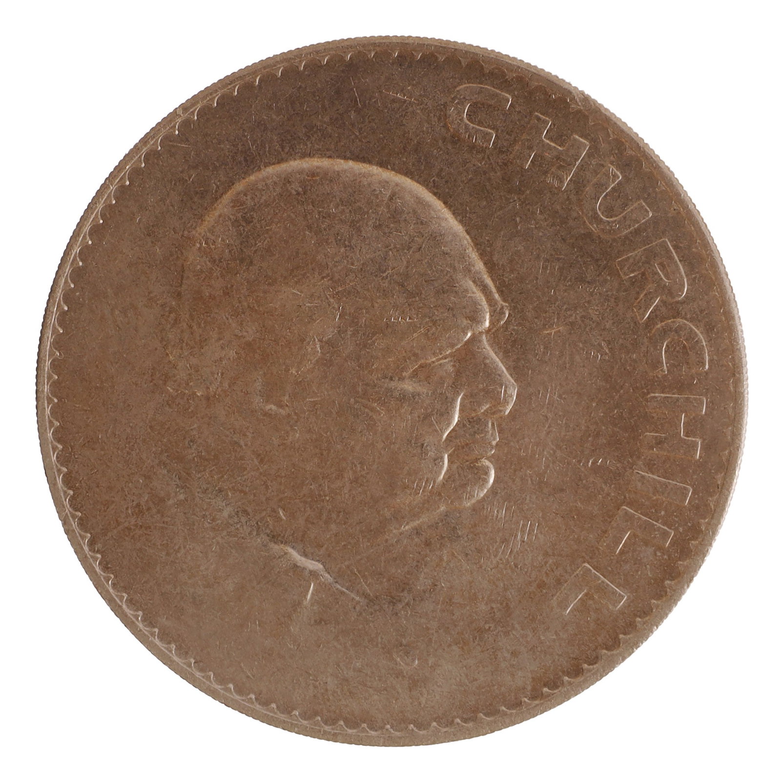 1965 Churchill Commemorative Coin: 1965 Coin to commemorate Prime Minister Winston Churchill. Copper-Nickel composition. 28.5 grams. Metal: Copper-Nickle Country of Origin: United Kingdom Year Minted: 1965