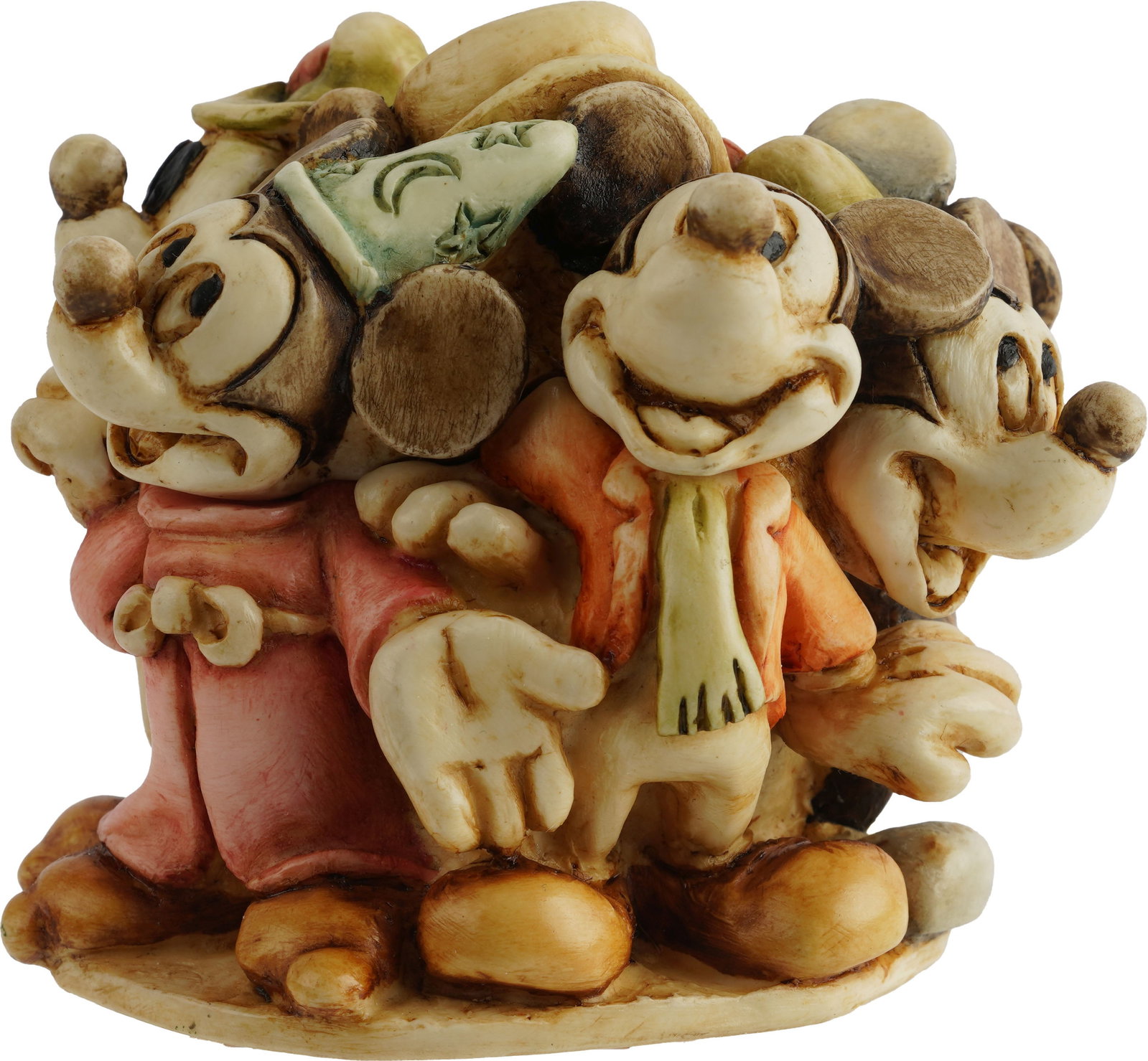 Harmony Kingdom Mickey Through the Years Disney: (Model WDWRMM). Sculpted by Robert King, the piece belongs to the Disney Exclusive collection and depicts Mickey Mouse in various iconic roles throughout his cinematic history. The lid opens to reveal