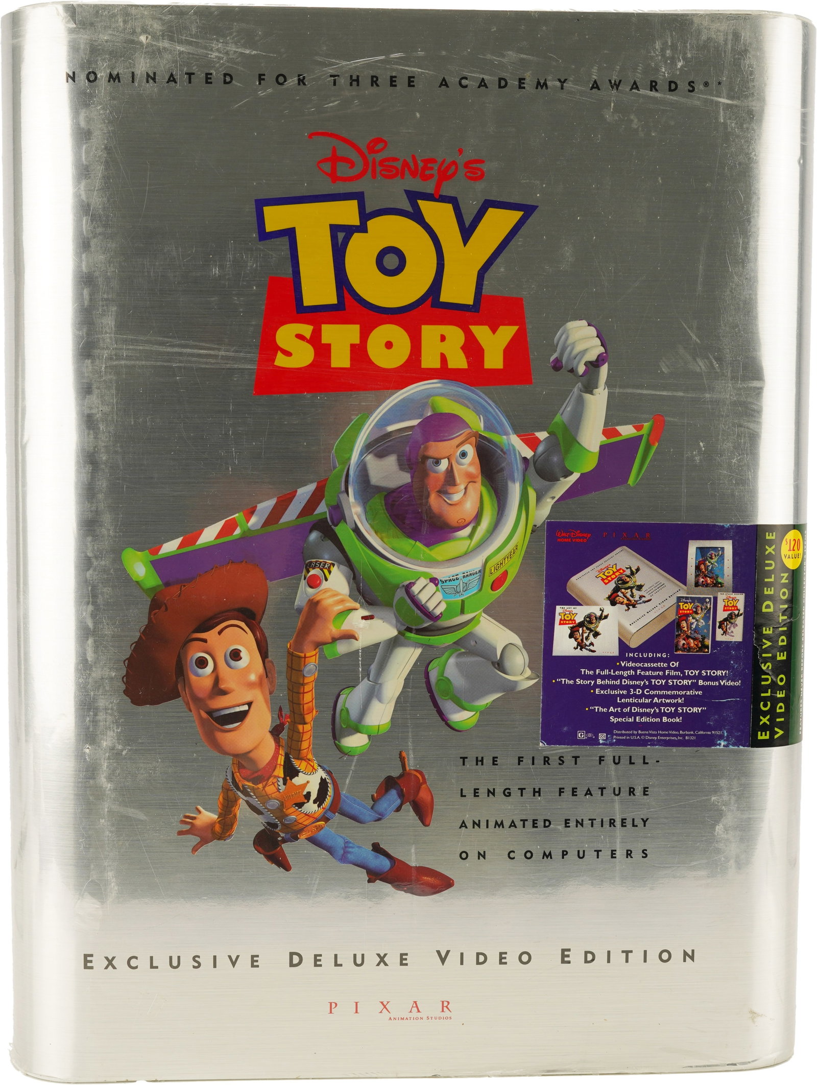 Toy Story Exclusive Deluxe Video Edition: An exclusive deluxe VHS edition of Toy Story. With supporting pieces, such as art book. MSRP $120. Unopened.