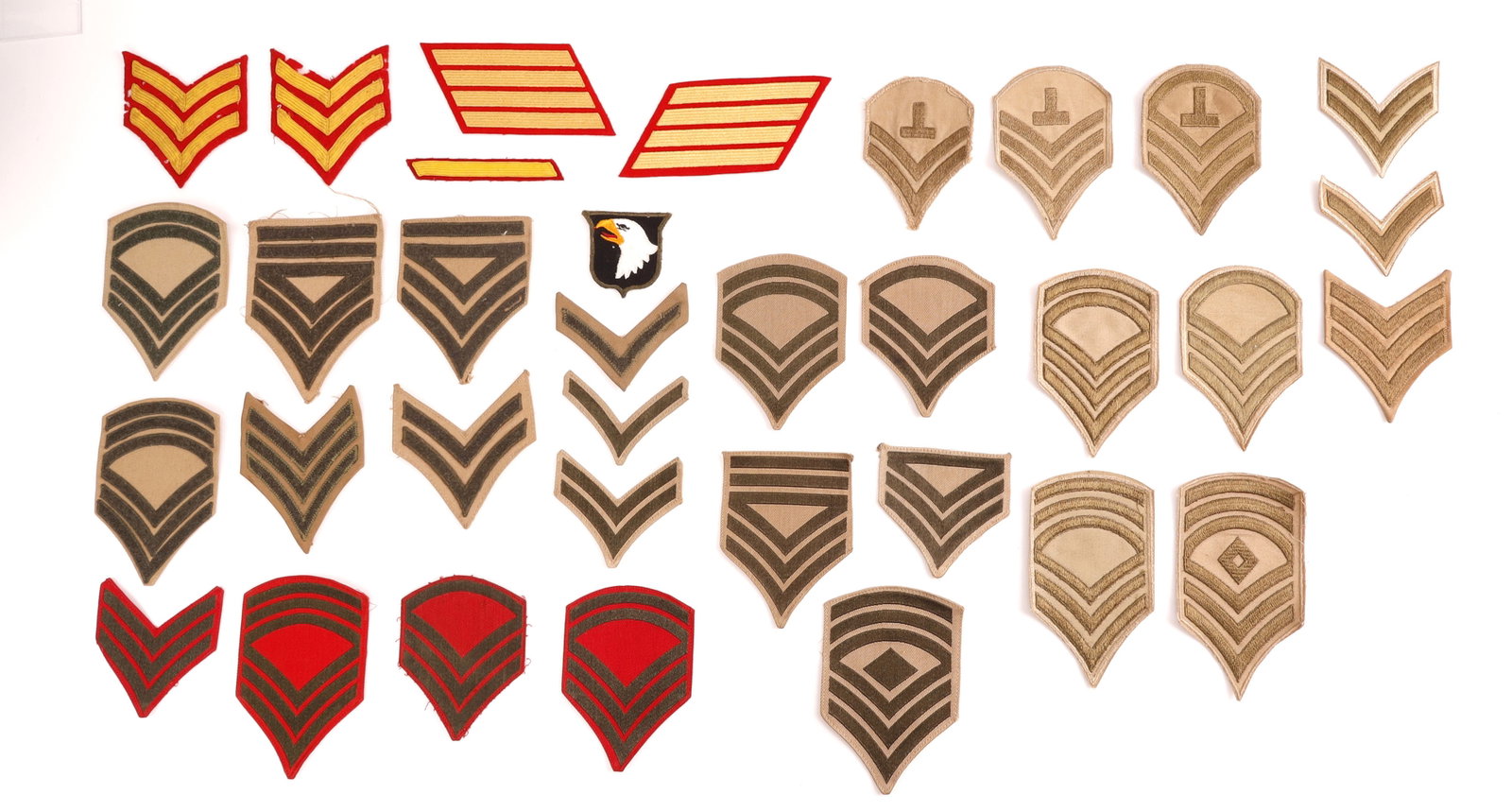WWII US Rank Chevron Insignia Patch Lot of 34 (1 of 2)