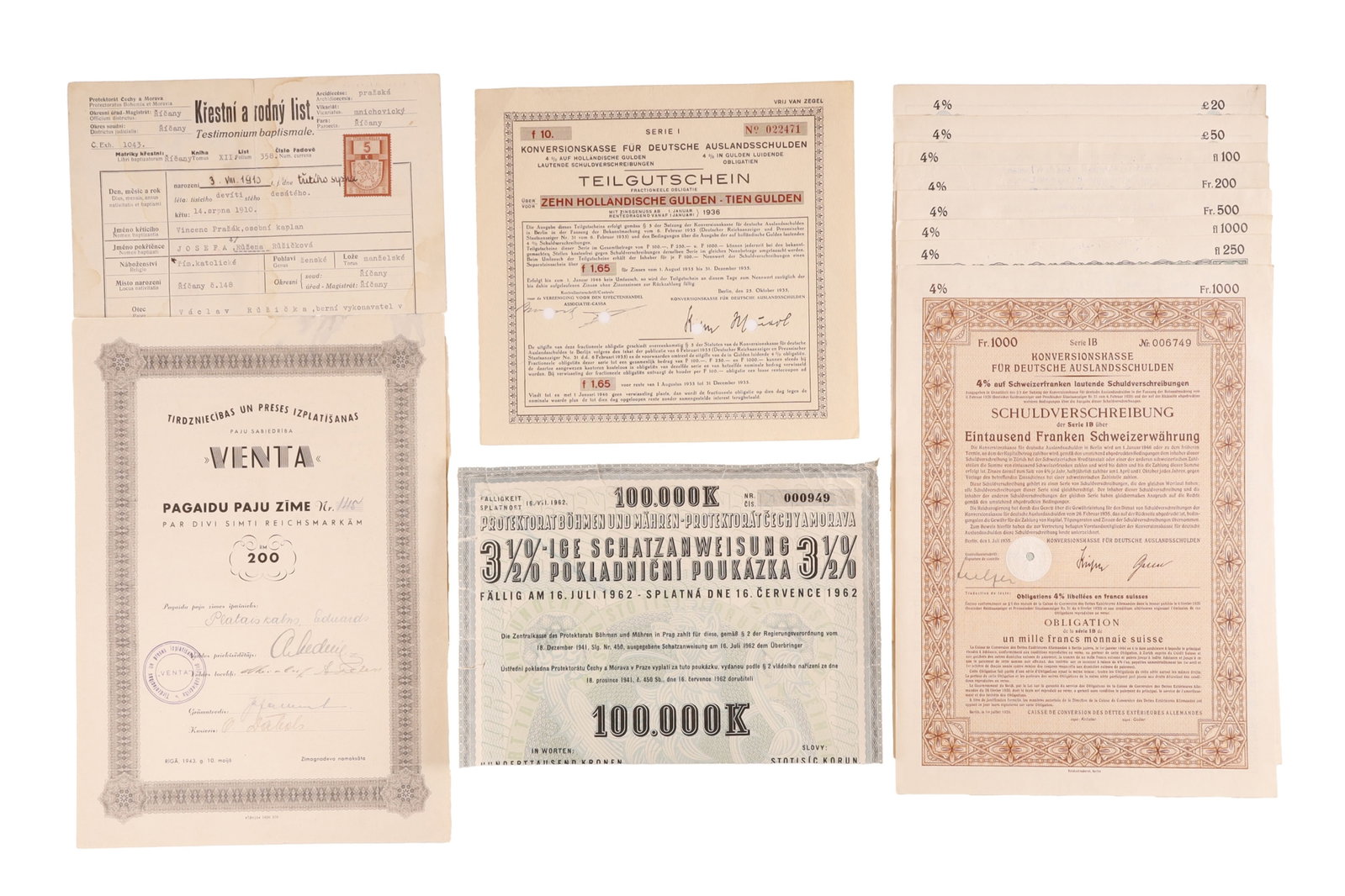 Third Reich Foreign & Occupied Territory Bonds (1 of 11)