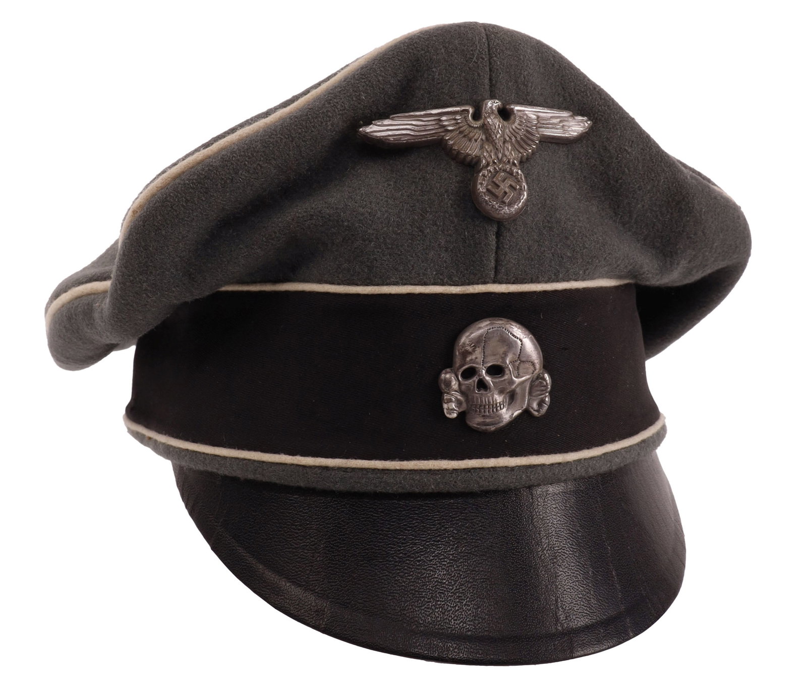 German WWII Waffen SS Visor Crusher Cap (1 of 8)