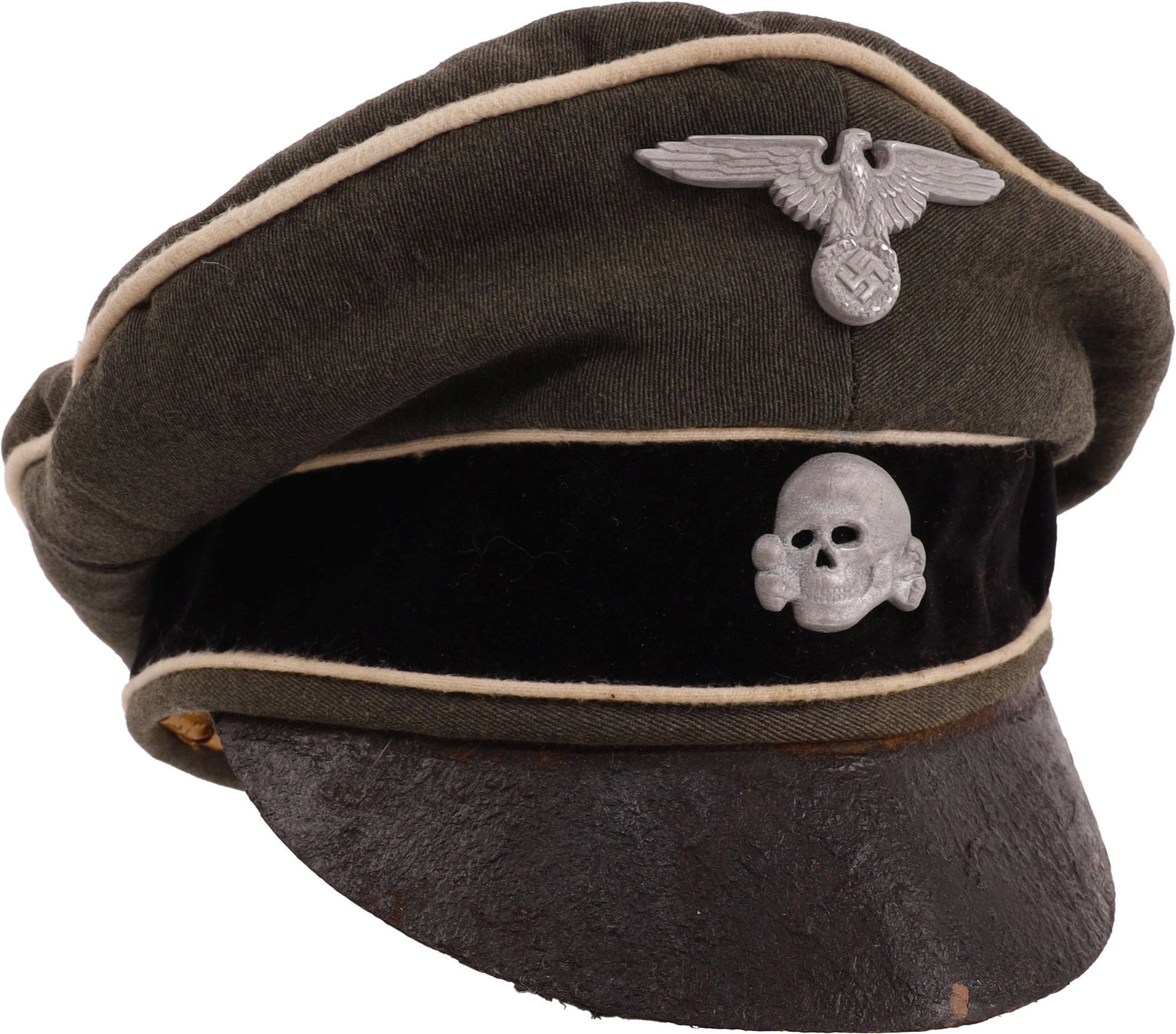 WWII Waffen SS German Visor Crusher Cap Visor (1 of 7)
