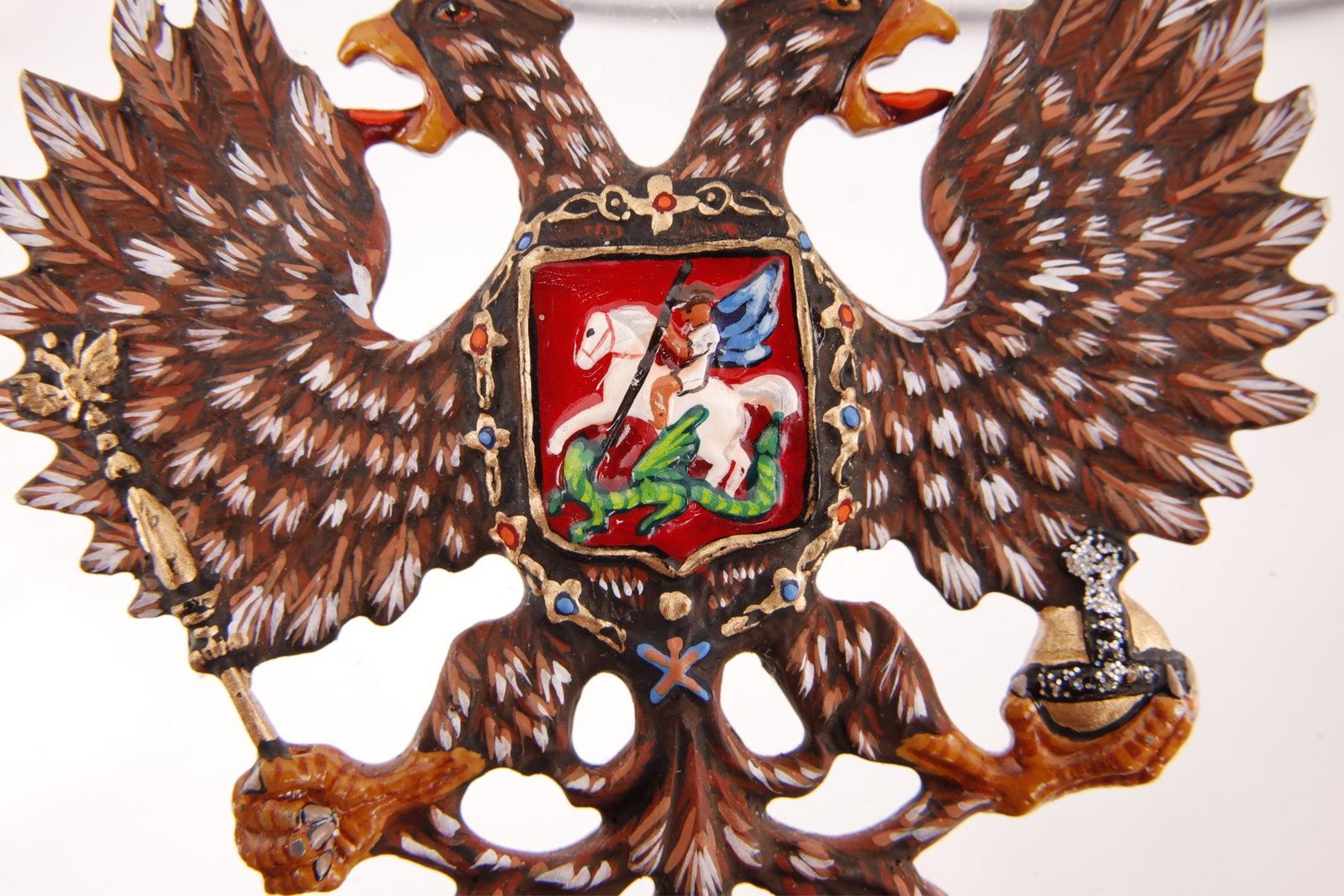 Russian Imperial Eagle Ceramic Pendant - 3