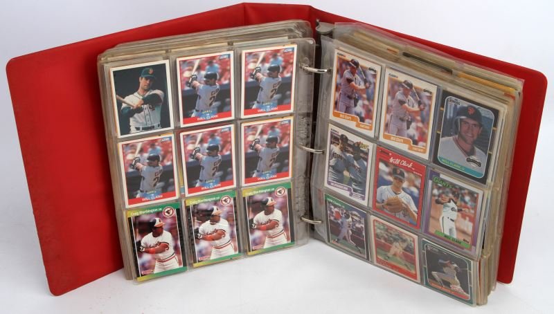 COLLECTION OF OVER 800 BIG NAMED BASEBALL CARDS: Album of over 800 mixed baseball cards from the 1970's, 1980's, and 1990's. All cards in good but varying condition. Cards include players such as Gaylord Perry, Darryl Strawberry, Barry Bonds, Deion 