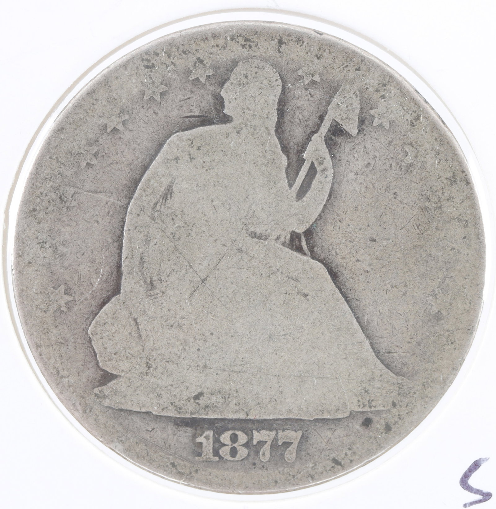 1872 Seated Liberty Half Dollar 90% Silver Coin: An 1872 seated half liberty coin. 90% silver. | This lot has a reserve.