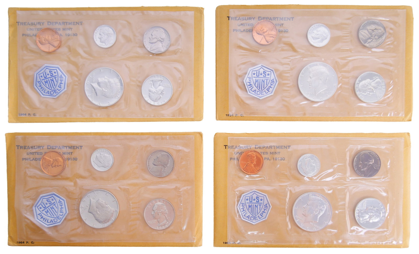 1964 US Mint 90% Silver Proof Set Coins Lot of 4 (1 of 10)