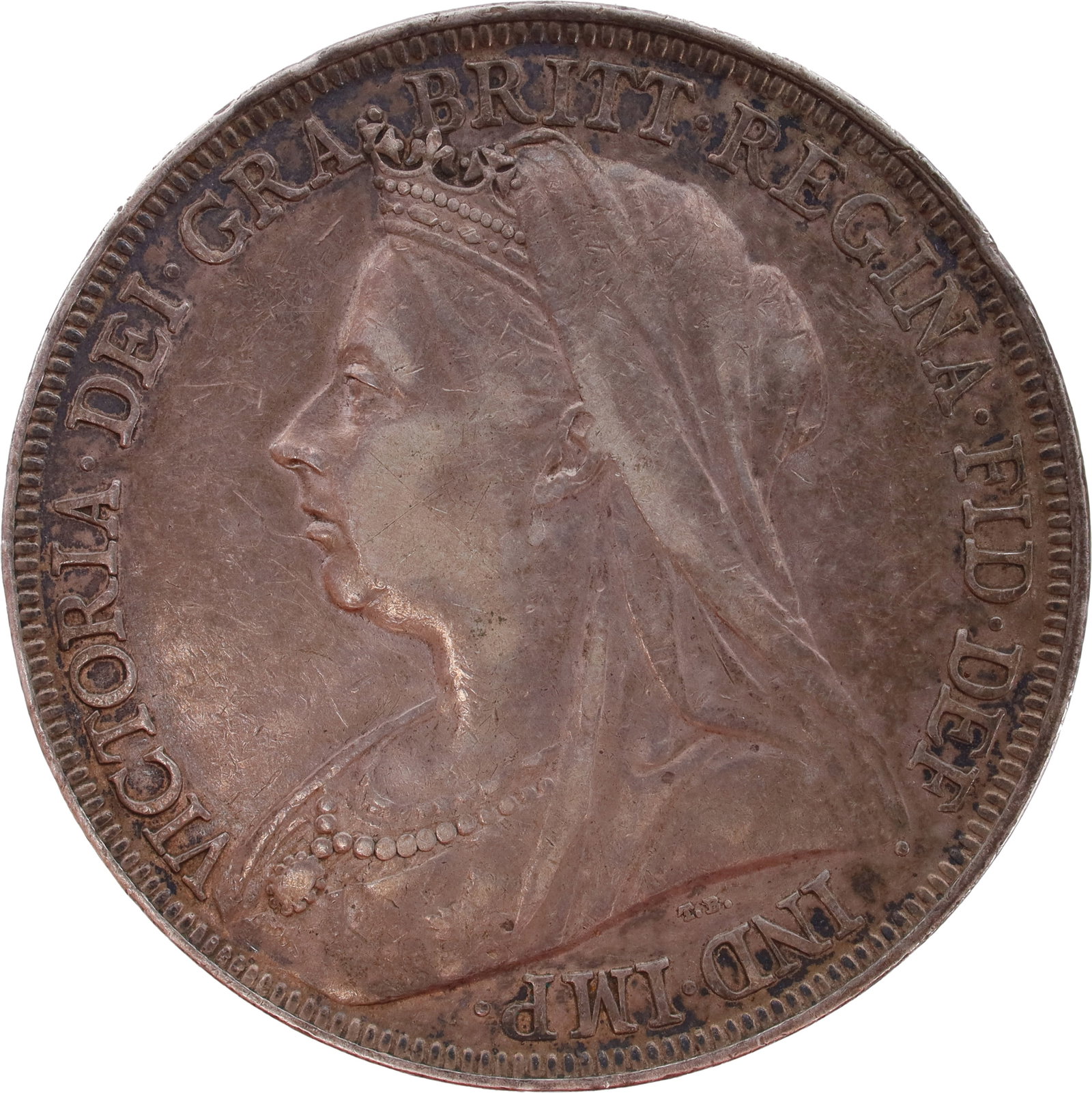 1895 British Silver Crown Purple Tone (1 of 3)