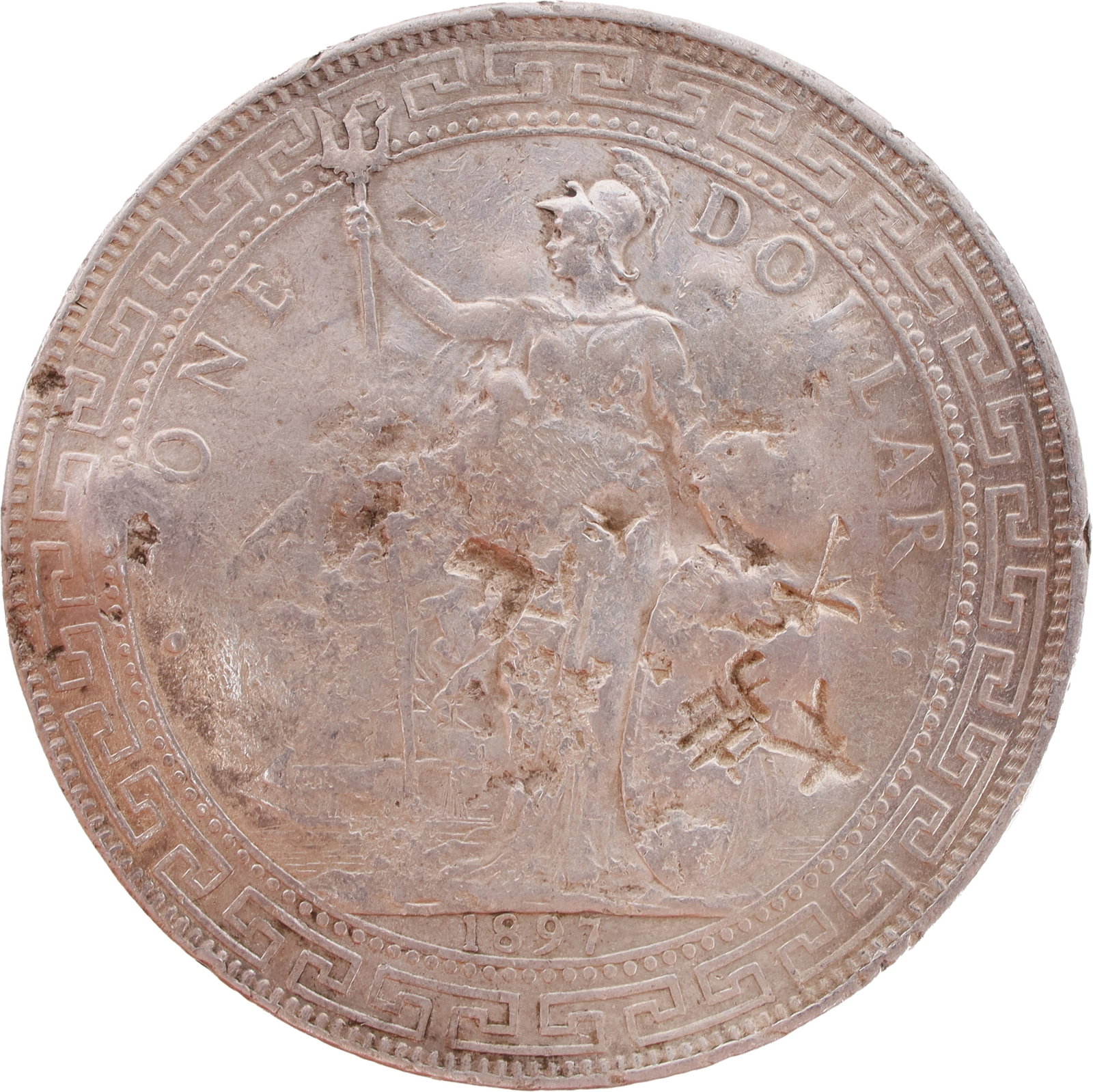1897 British Trade Dollar B .900 Silver Coin (1 of 2)