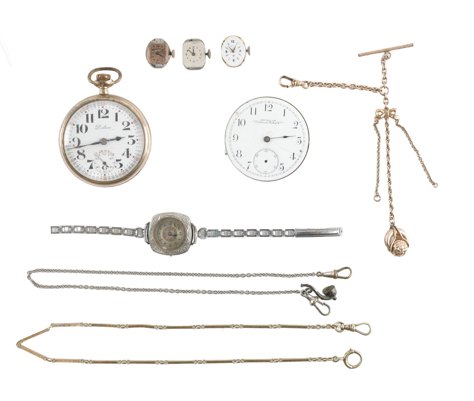 Antique Pocket Watch Wristwatch Movement Fob 9 Pcs (1 of 5)