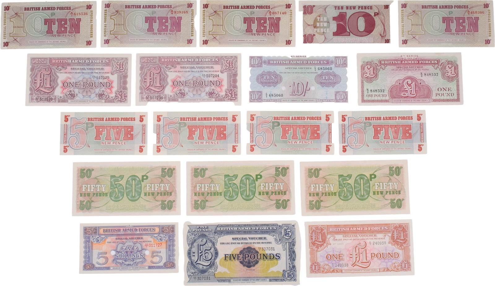 British Armed Forces Special Vouchers 19 Notes (1 of 2)