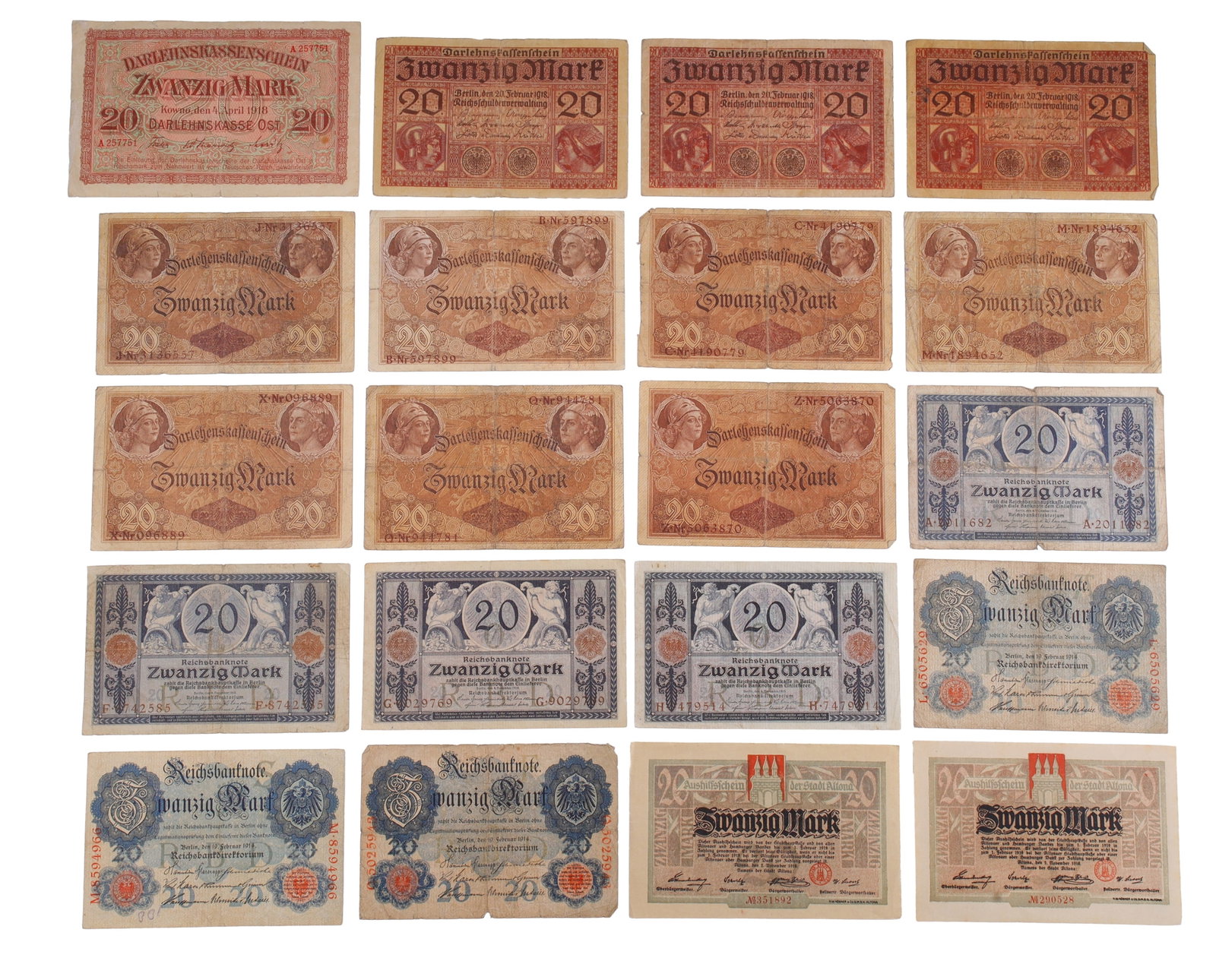 WWI Imperial German State & Military Notes 20 Pcs (1 of 2)
