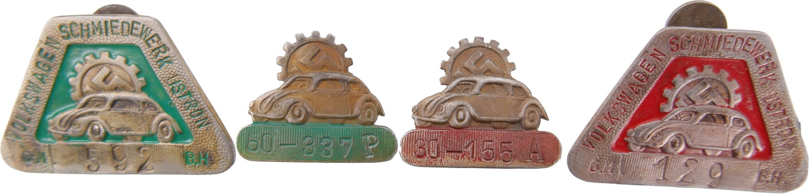 WWII Era Volkswagen Worker Badge Pins Lot of 4 (1 of 6)