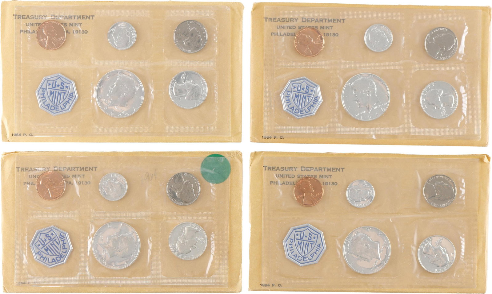 1964 US Mint 90% Silver Proof Set Coins Lot of 4 (1 of 4)