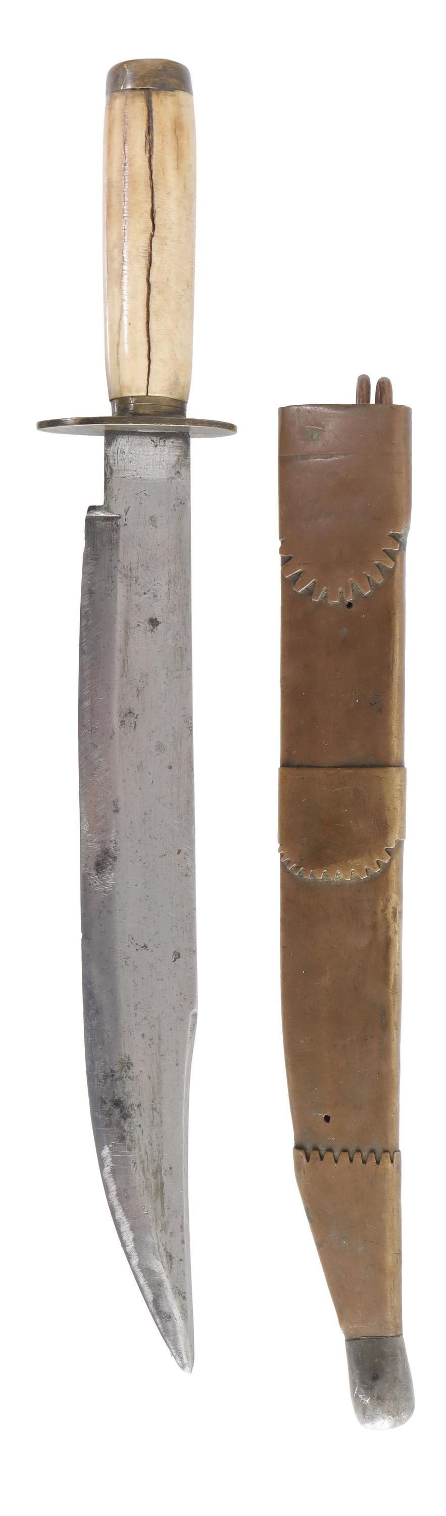 Clip Point Bowie Knife & Copper Sheath 19th C. (1 of 4)