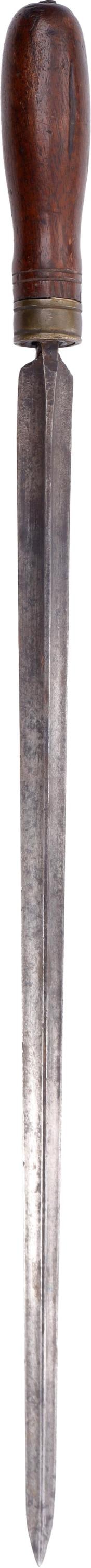 Antique Homemade Foil Dagger: Steel foil with wood grip. It measures 22 inches.