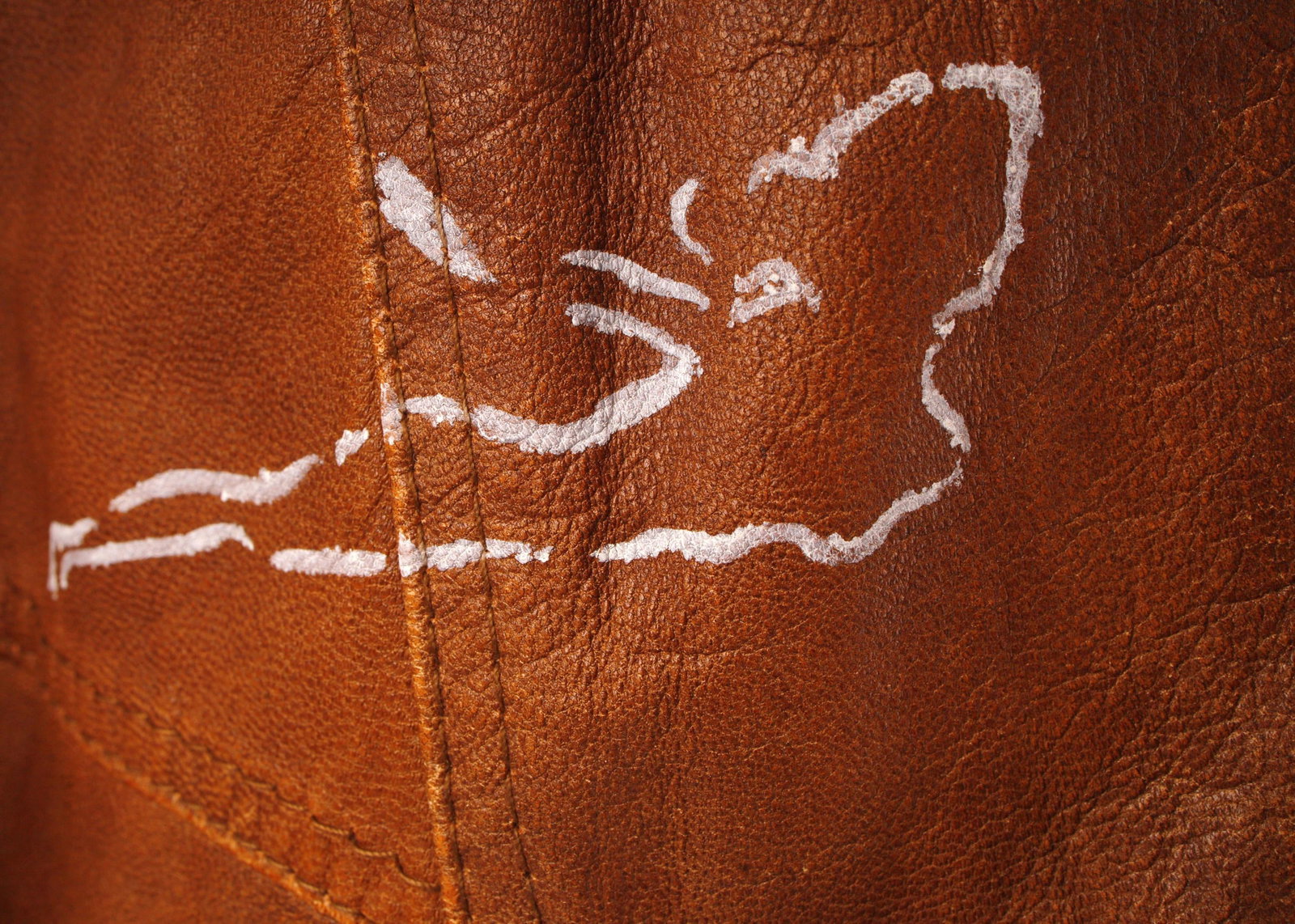 Leather Bomber Jacket with Map Interior Lining - 2