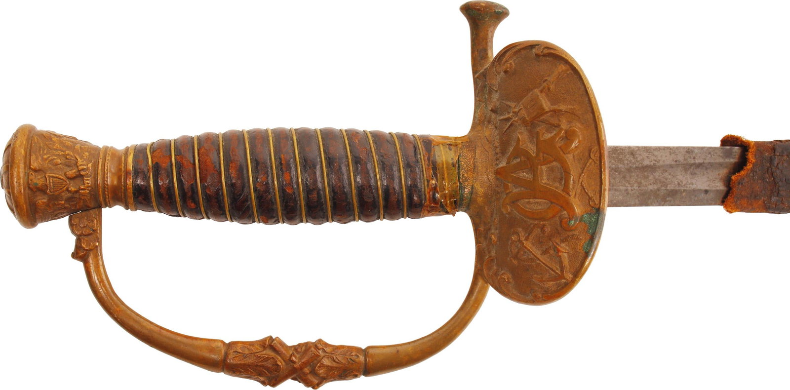 Dress Sword for the Grand Army of the Republic US: A dress sword for the post-Civil War Union veterans organization, the Grand Army of the Republic. The scabbard is in two parts and quite worn, but the blade is in surprisingly good condition. The hand
