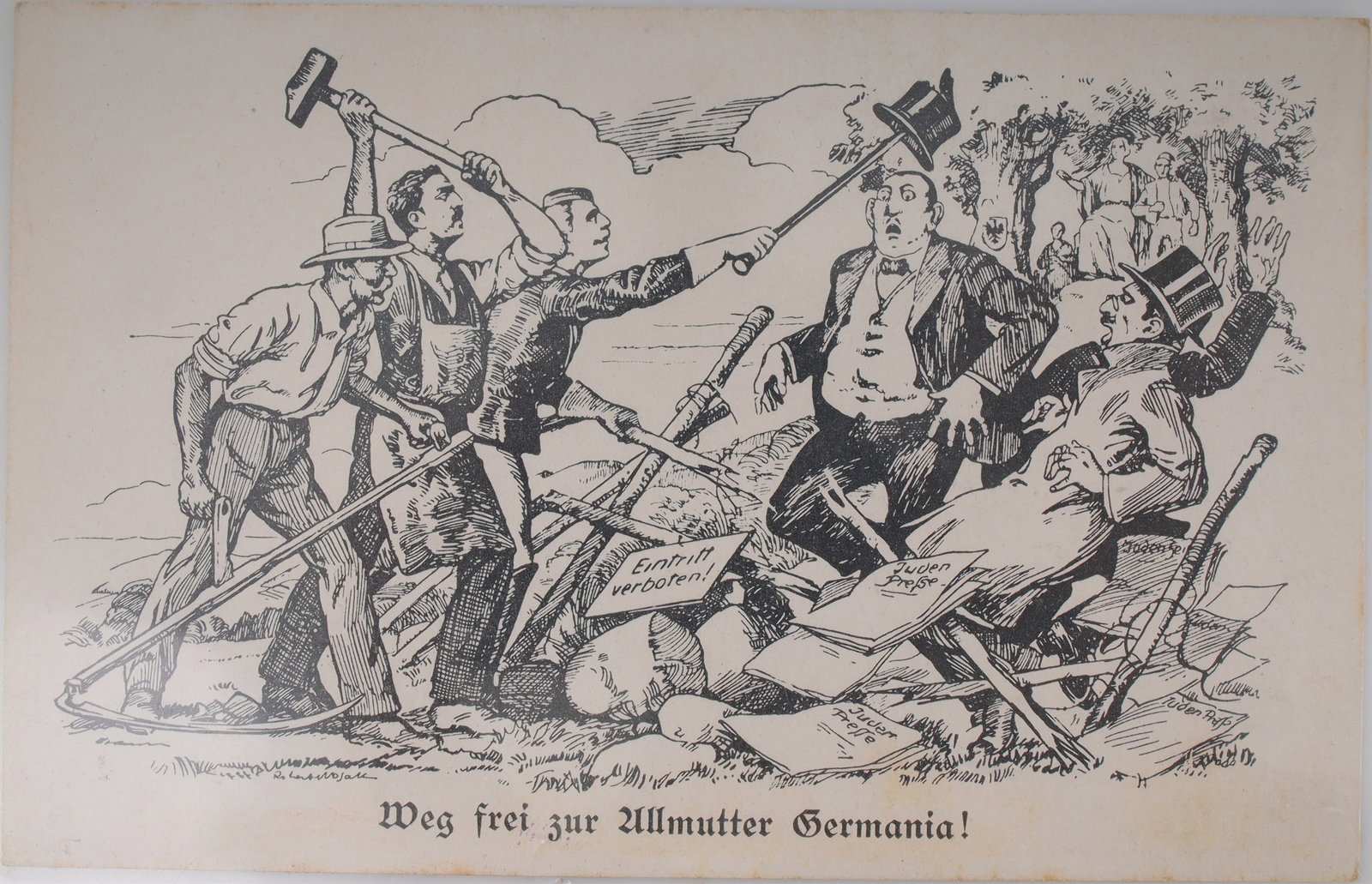 Anti-Semetic Mother Germania Propaganda Postcard (1 of 2)