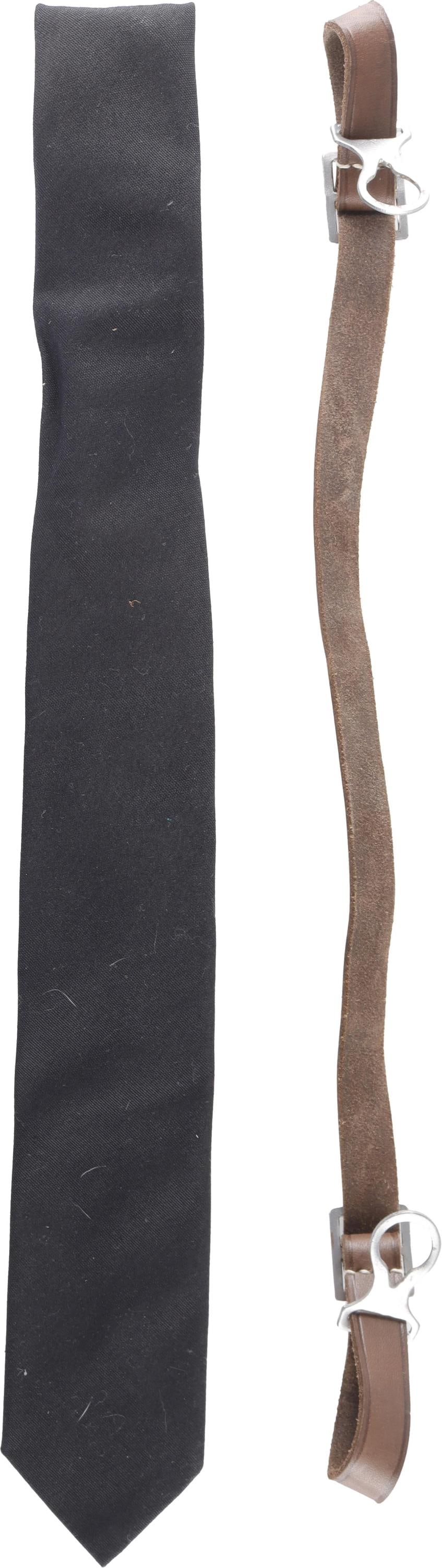 WWII German Military Black Tie & Leather K98 Frog (1 of 4)