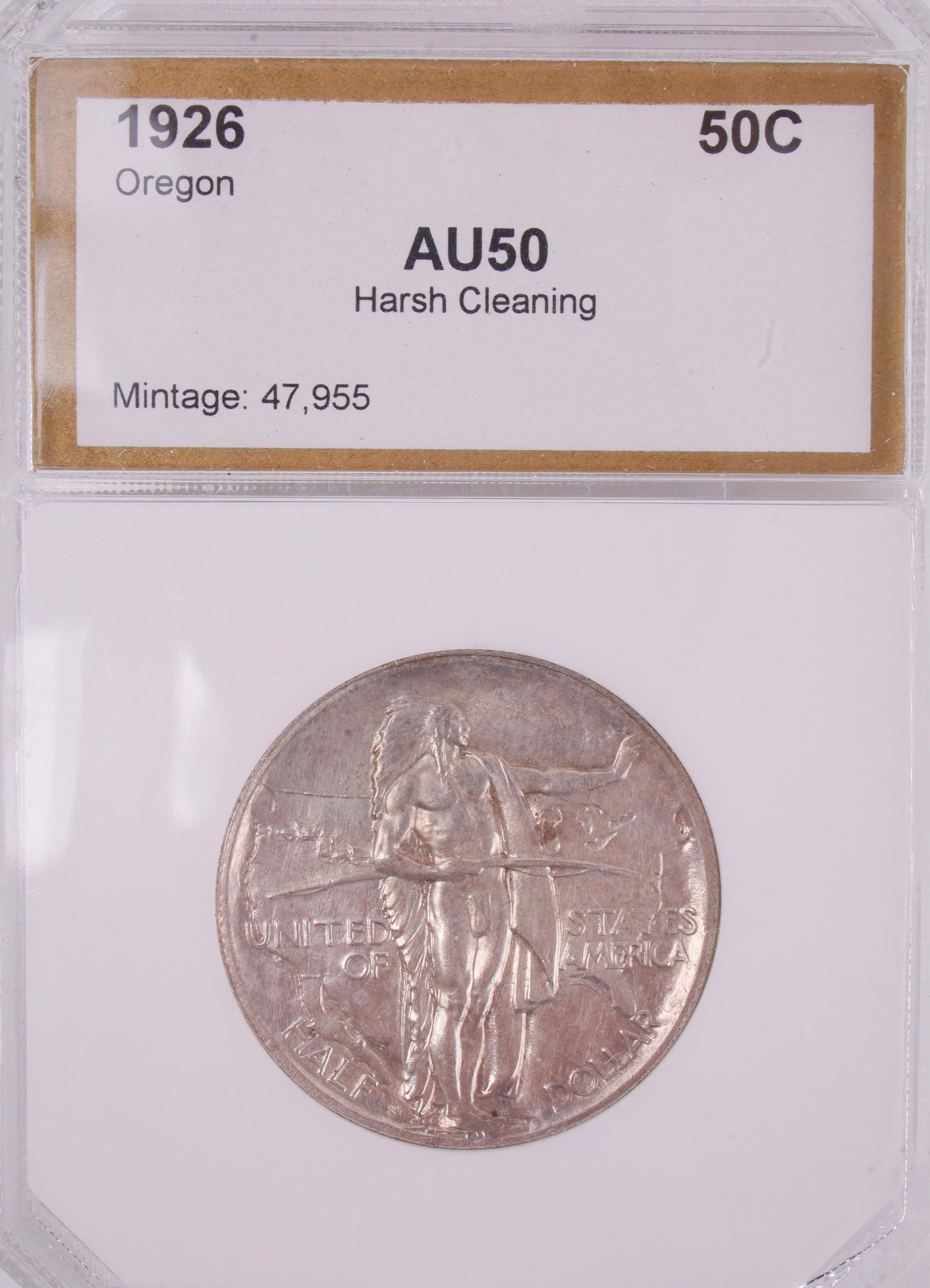1926 Oregon Trail Silver Half Dollar PCI AU50 (1 of 3)
