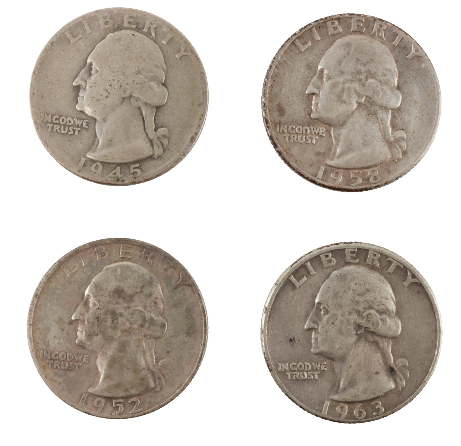 $1 Face Value 90% Silver US Quarters Lot of 4 (1 of 2)