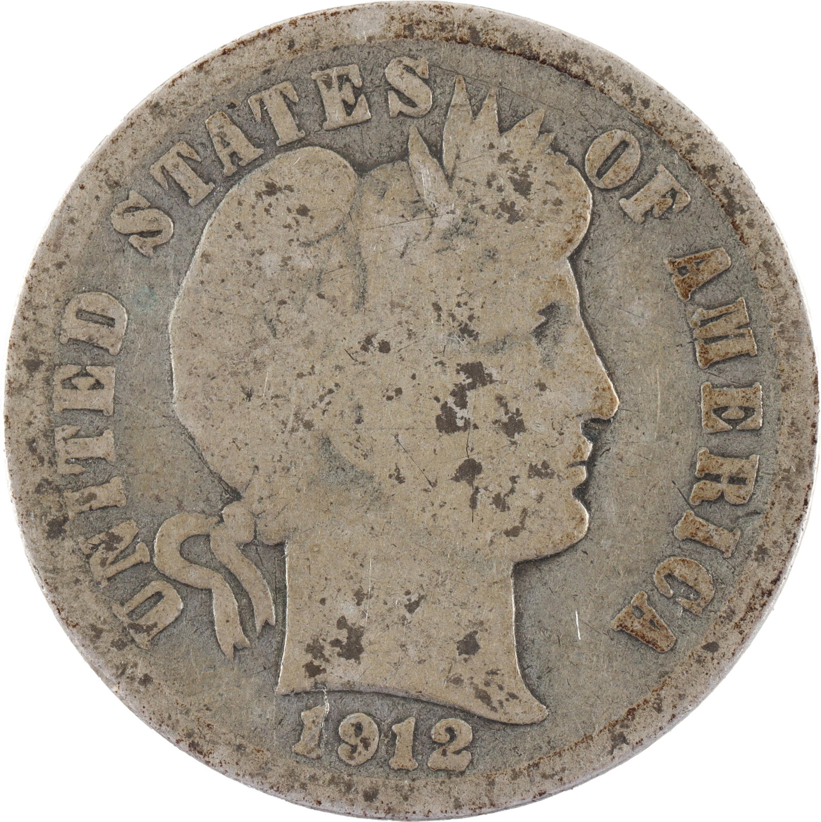 1912 Barber Dime 90% Silver Coin (1 of 2)