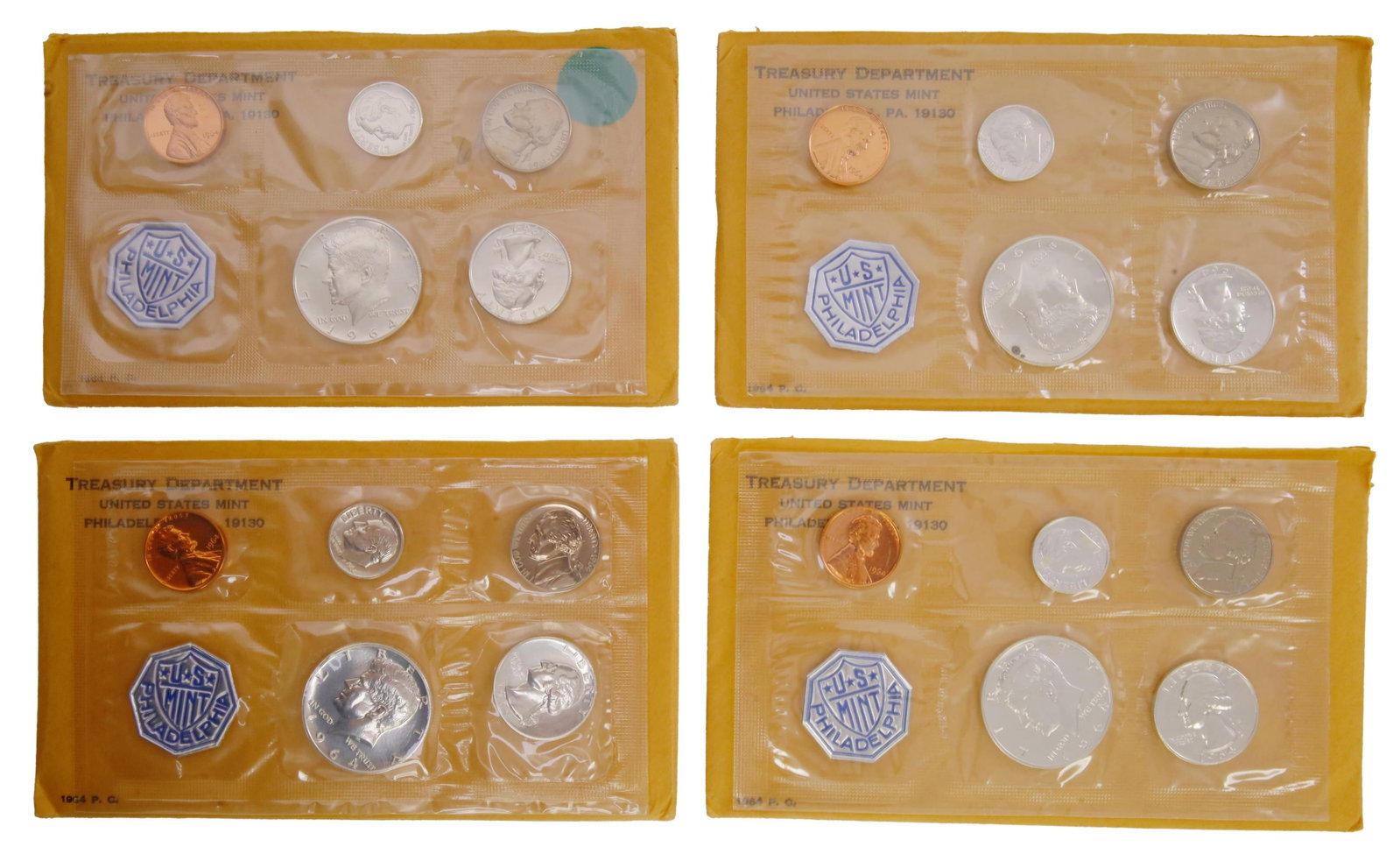 1964 US Mint 90% Silver Proof Set Coins Lot of 4 (1 of 5)