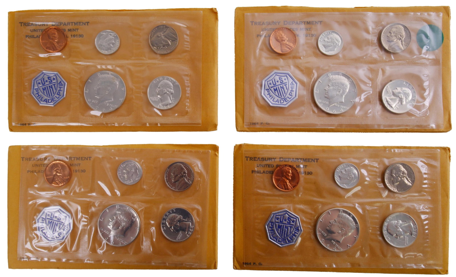 1964 US Mint 90% Silver Proof Set Coins Lot of 4 (1 of 6)