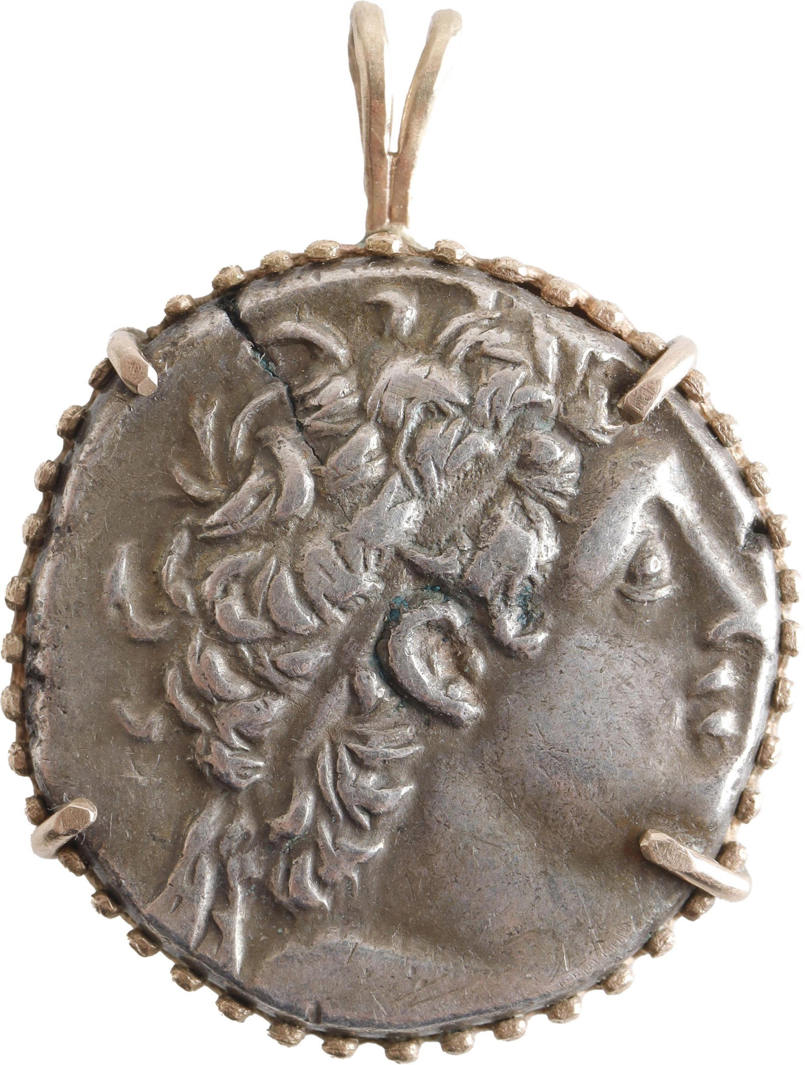 Ptolemy II Silver Tetradrachm Gold Bezel Mounted (1 of 2)