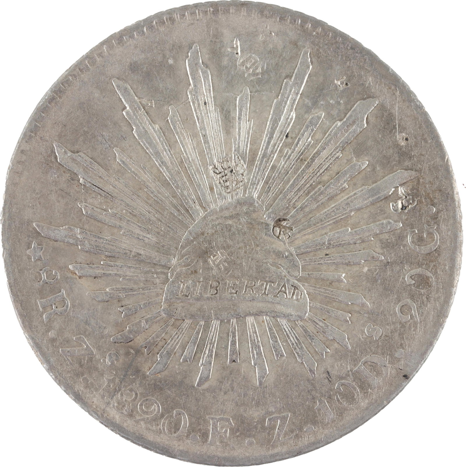 1890 Mexico 8 Reales Silver Coin (1 of 2)