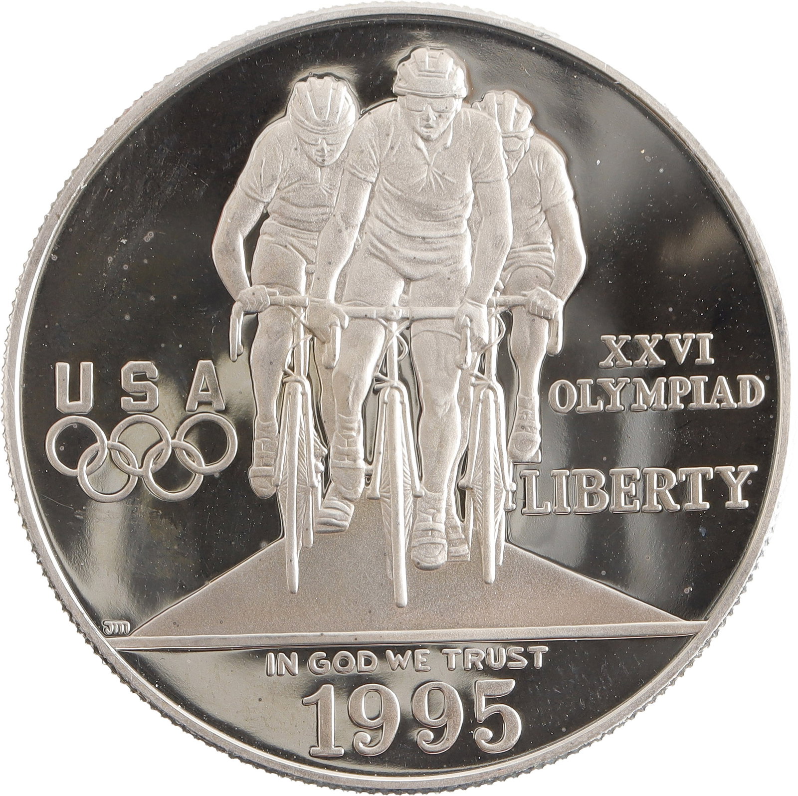 1995 Atlanta Olympics Cycling Silver Dollar Coin (1 of 2)