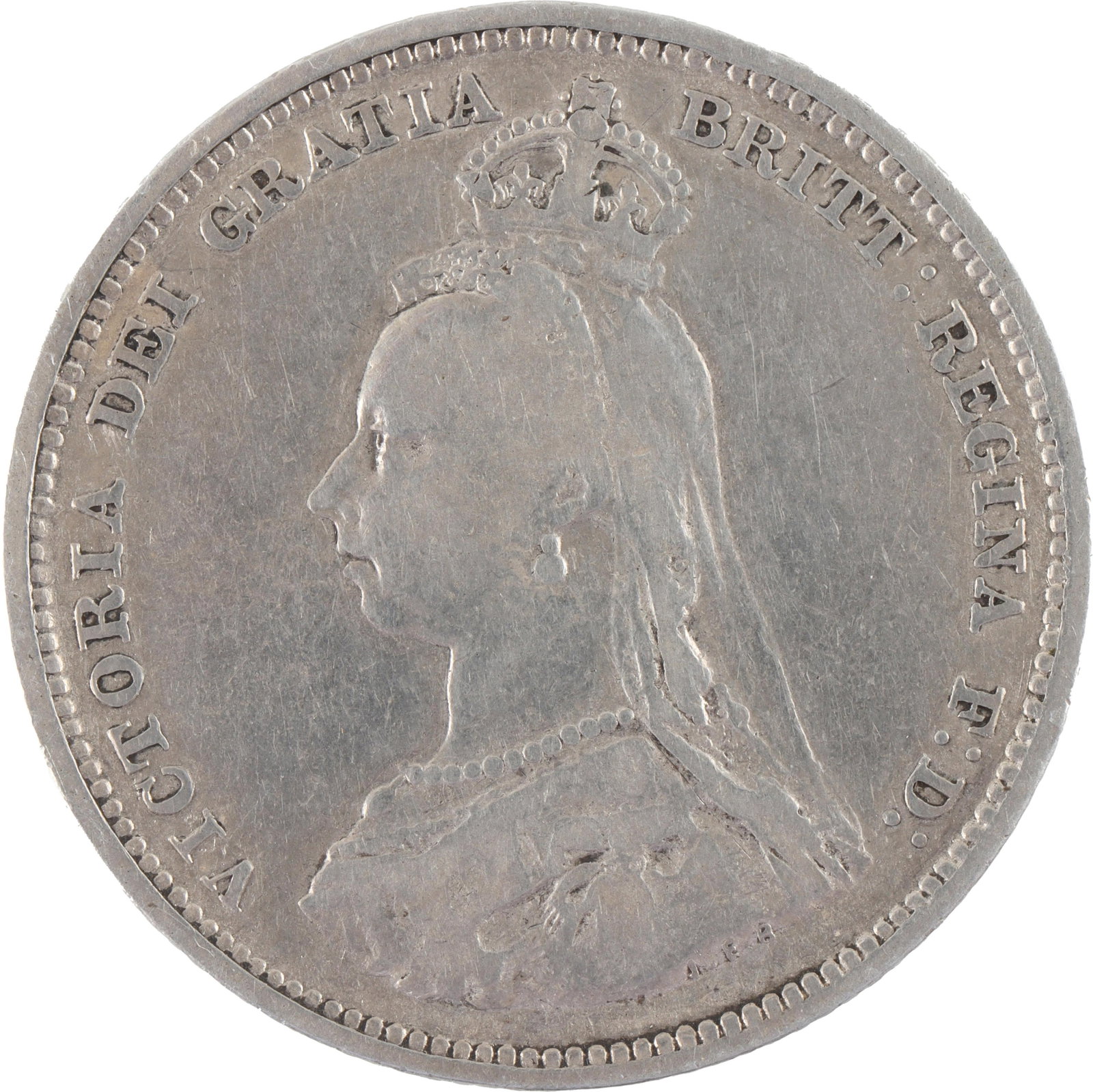 1888/7 Great Britain Shilling Victoria Silver Coin (1 of 2)