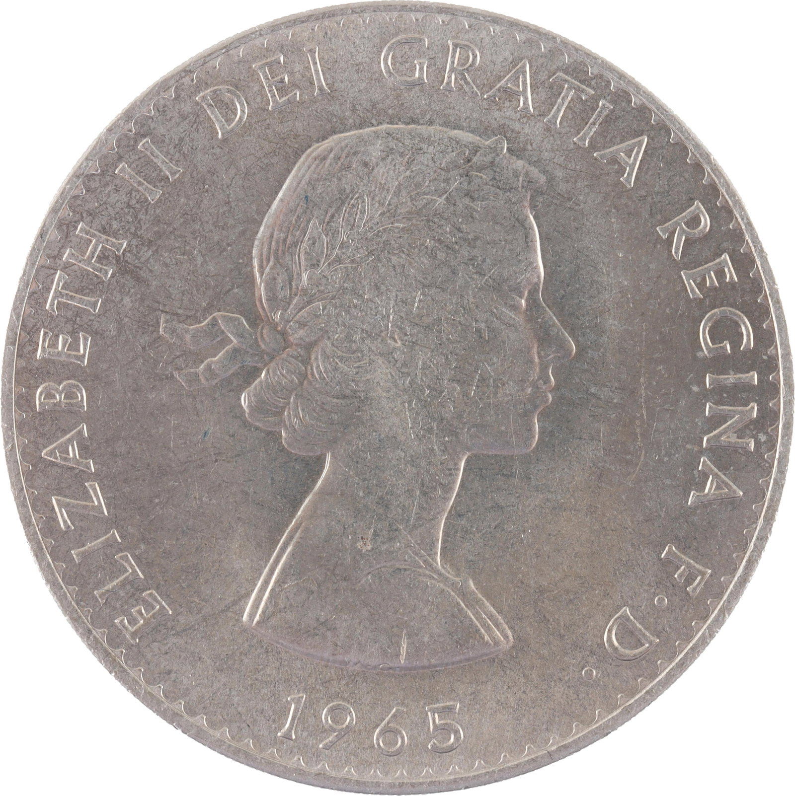 1965 Churchill Commemorative Coin: 1965 Coin to commemorate Prime Minister Winston Churchill. Copper-Nickel composition. 28.5 grams. Metal: Copper-Nickel Country of Origin: United Kingdom Year Minted: 1965.
